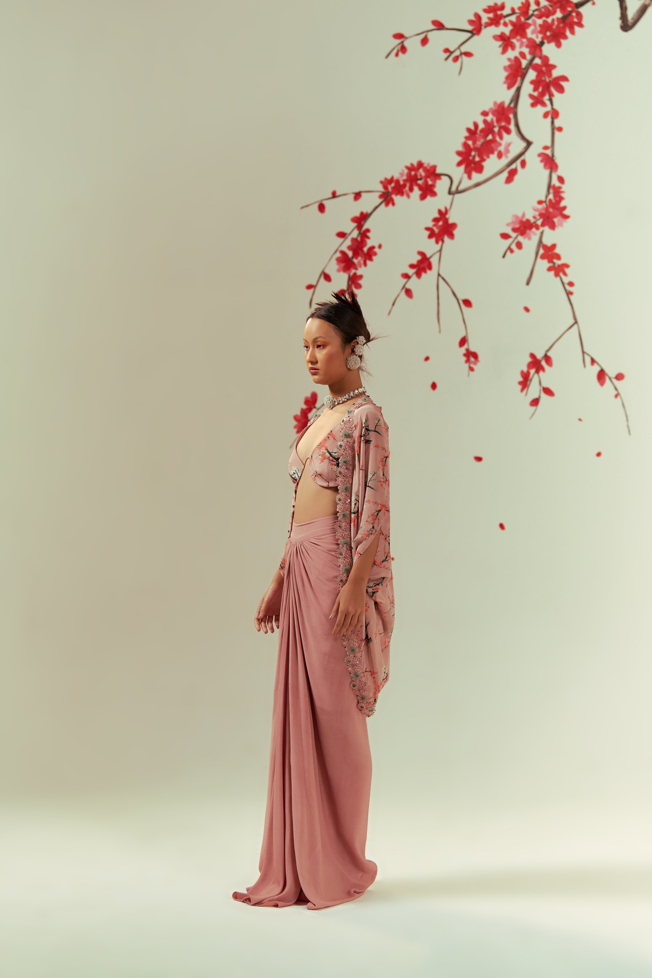 Mizu Printed Shrug And Bustier With Skirt Co-ord Set