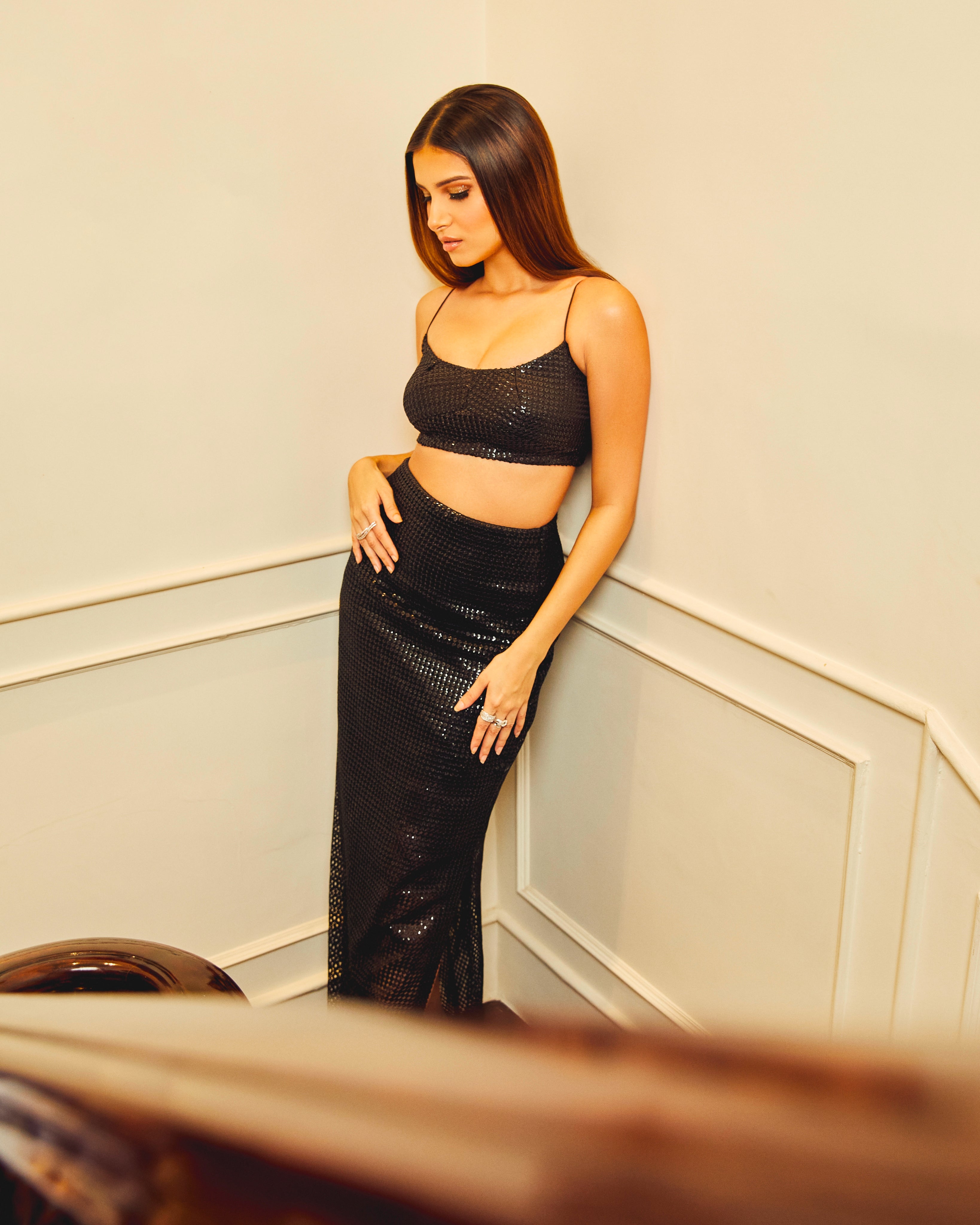 FLORET CROP AND SKIRT SET