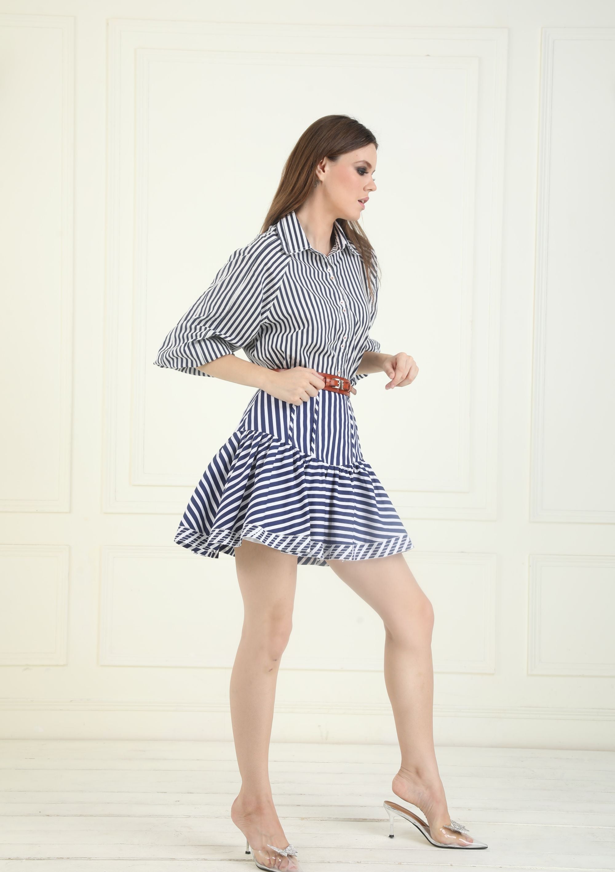 Blue & White Striped Cotton