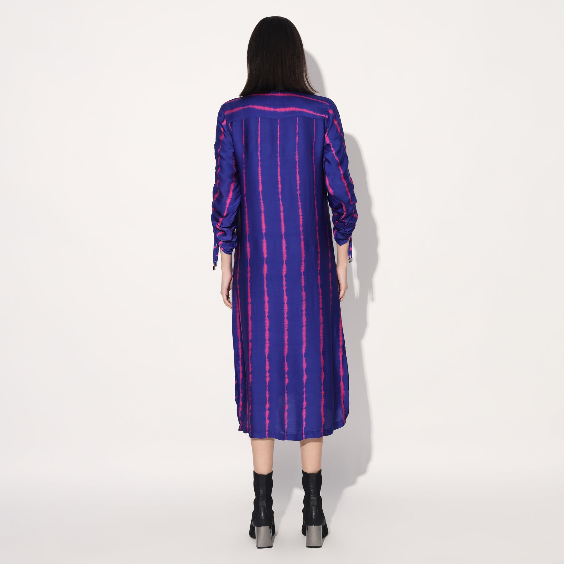 SHIBORI STRIPE LONG SHIRT DRESS