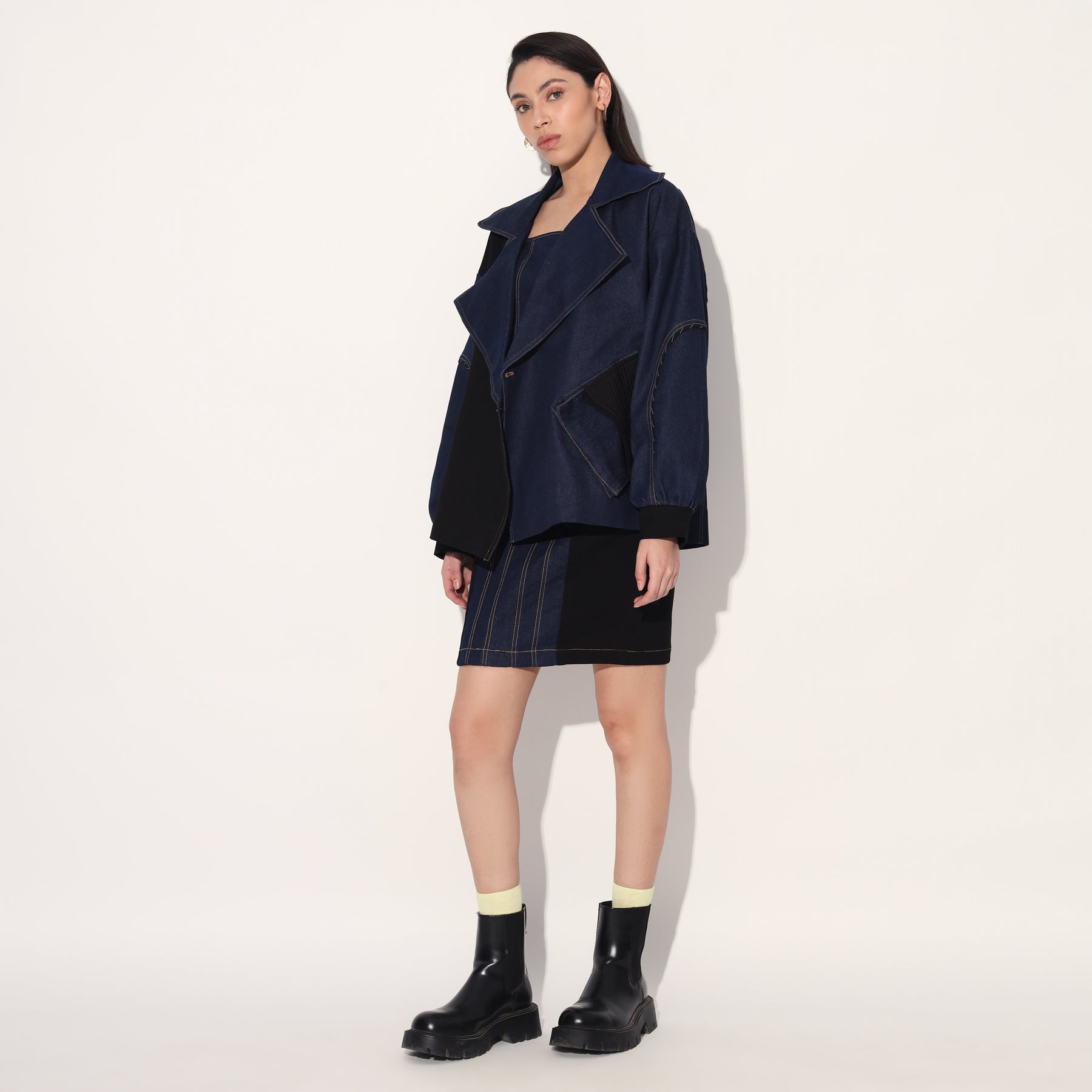 DENIM PANEL DRESS