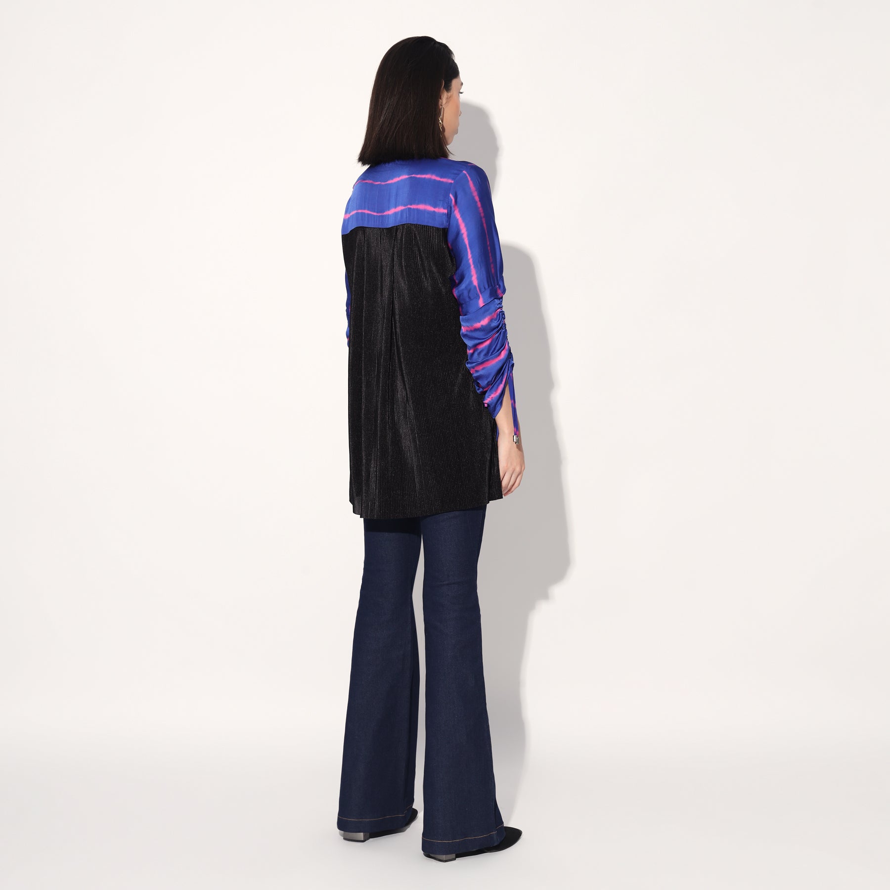SHIBORI STRIPE BACK PLEATED SHIRT