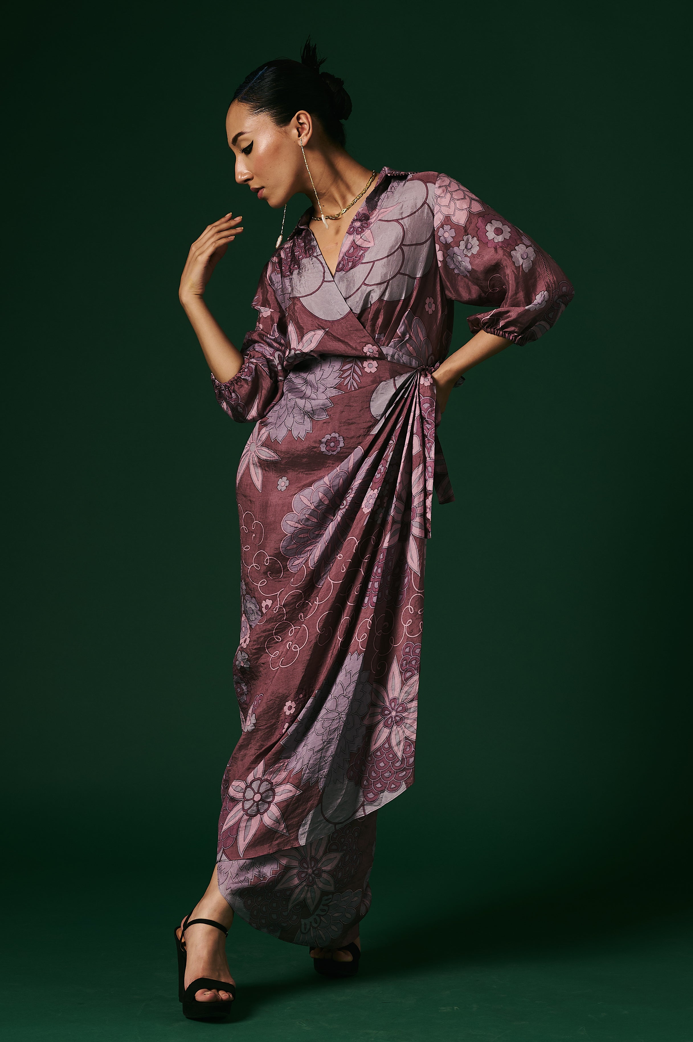 DRAPED WRAP DRESS