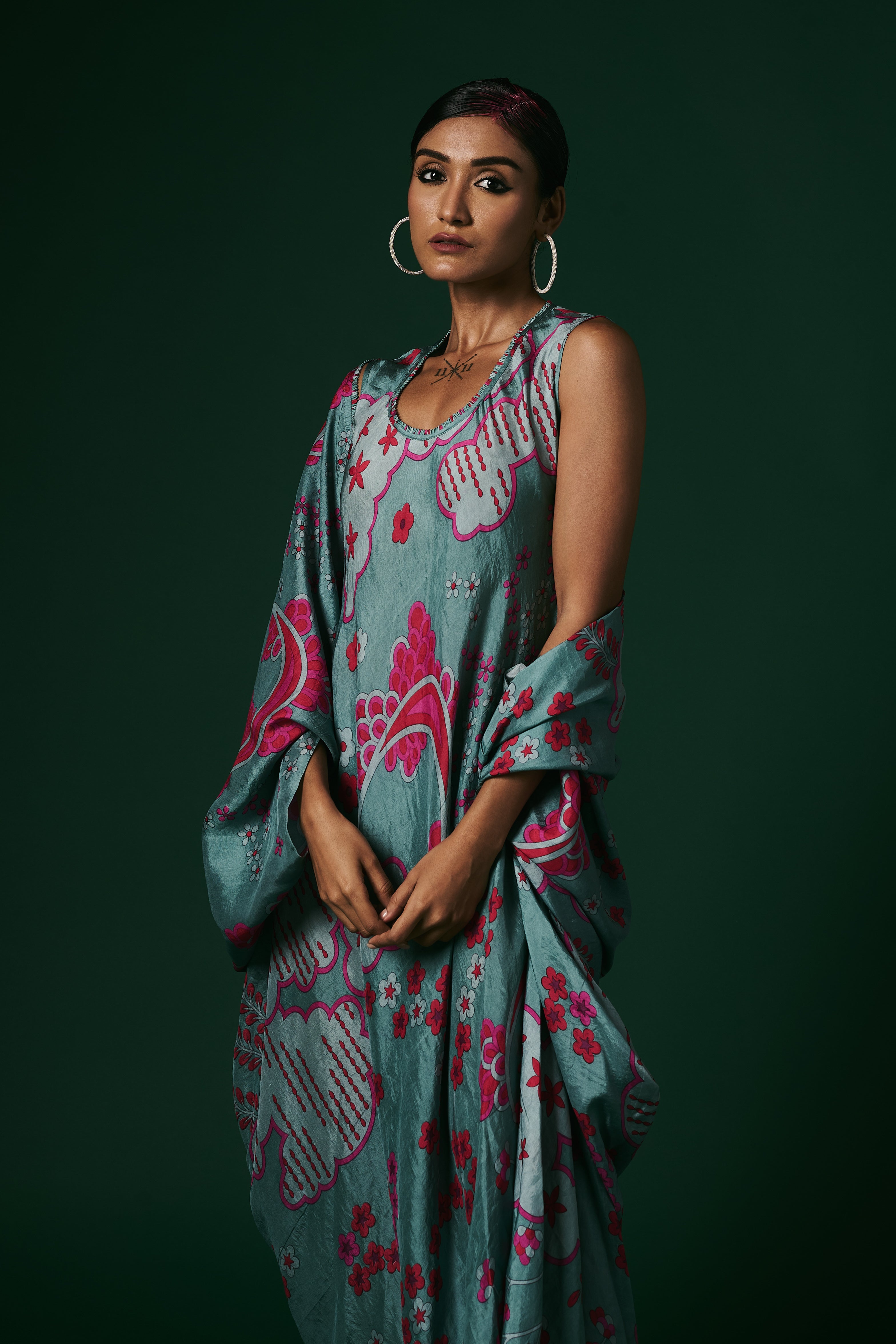 DRESS WITH CAPE