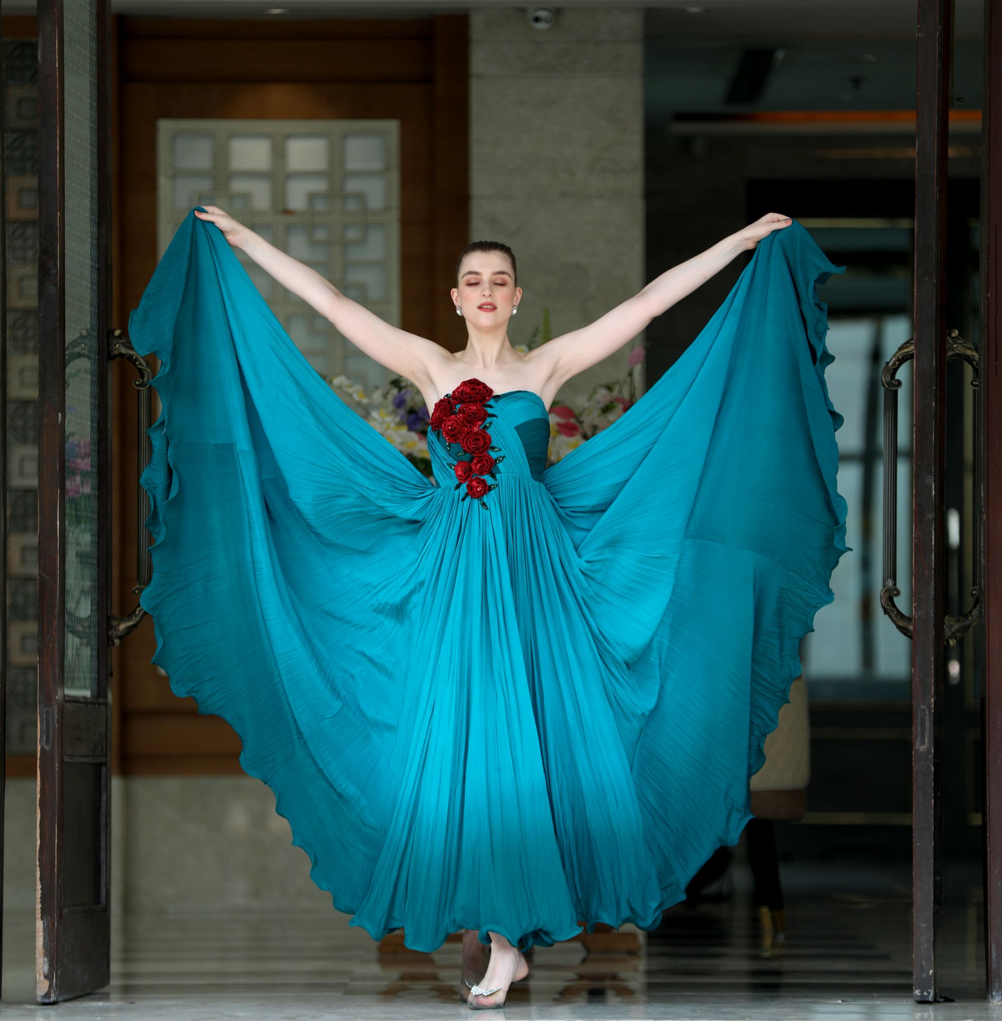 Crepe Silk - Blue Green Ombre