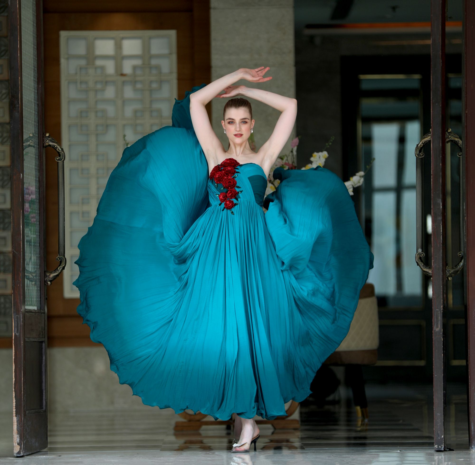Crepe Silk - Blue Green Ombre