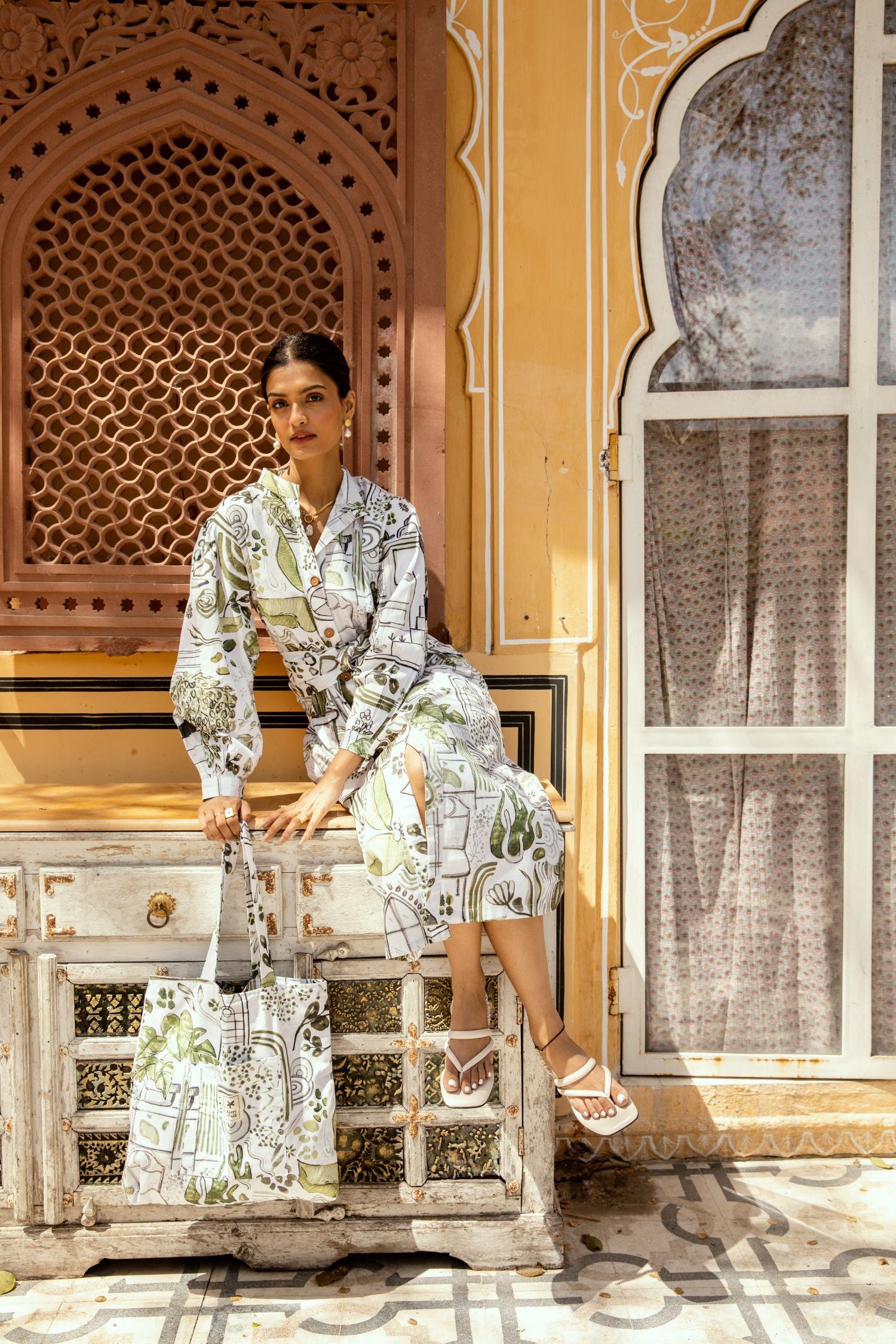 Late August Dress in Greenhouse Print