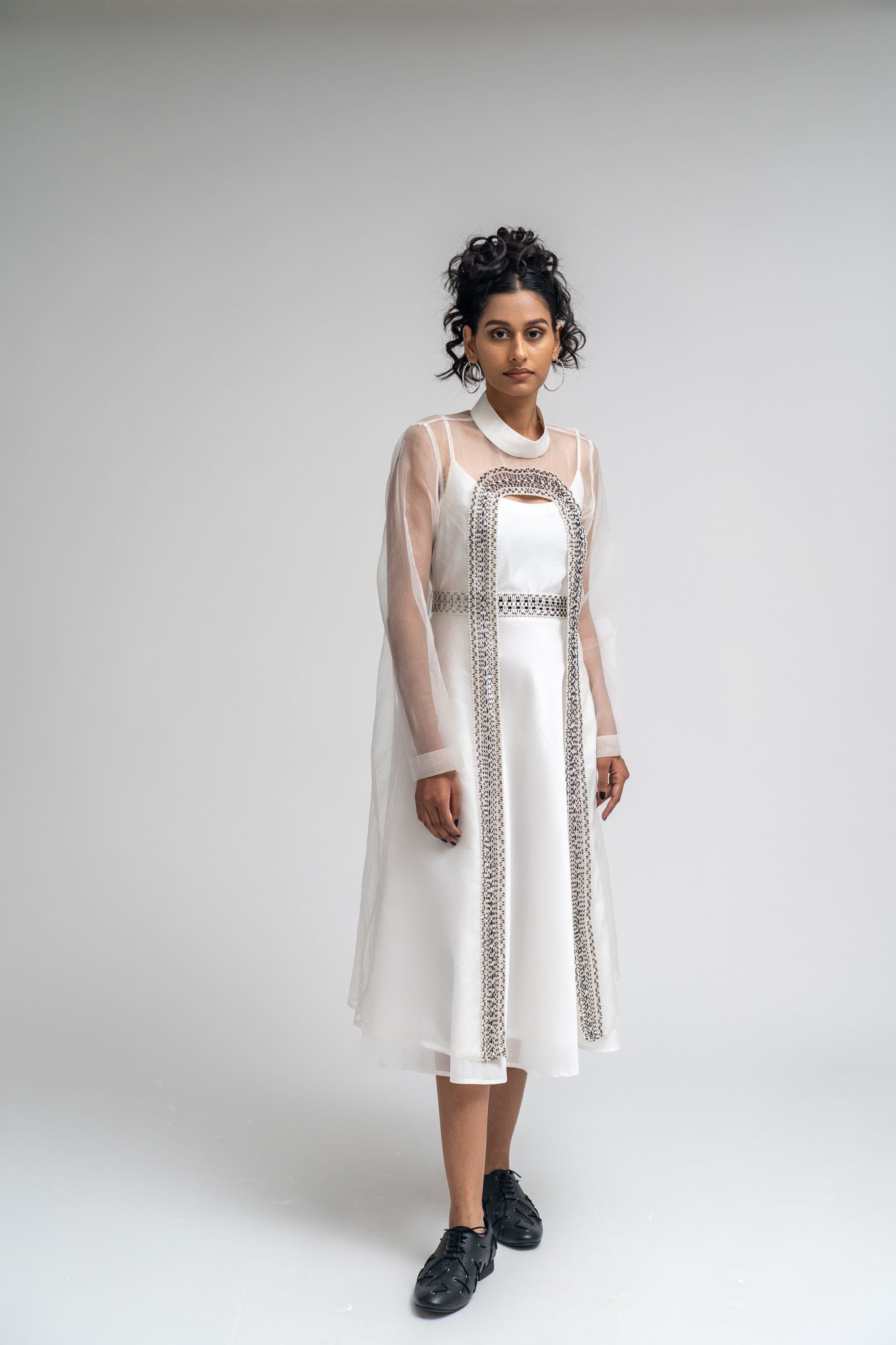 Chanderi , Organza Cape -dress Set