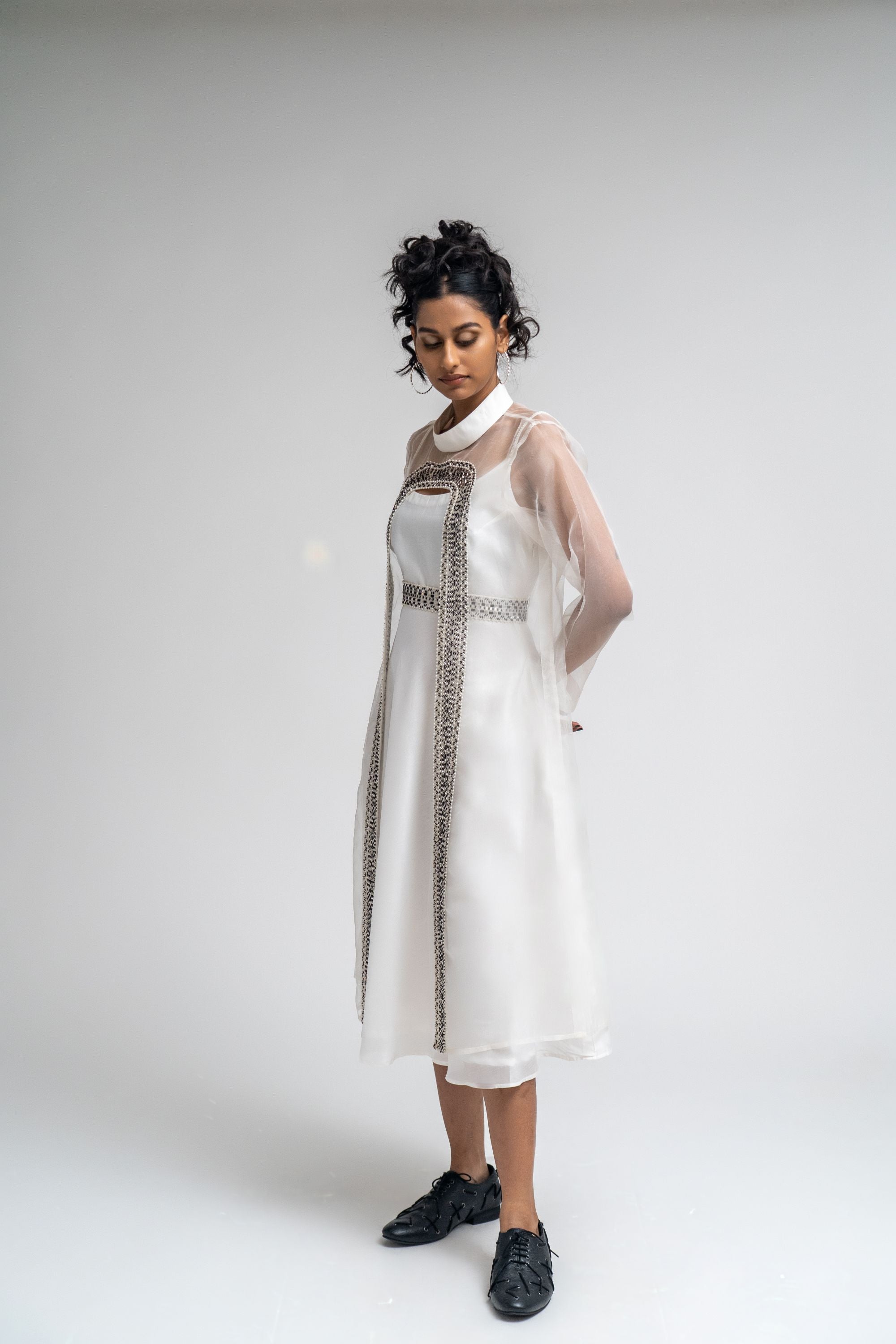 Chanderi , Organza Cape -dress Set