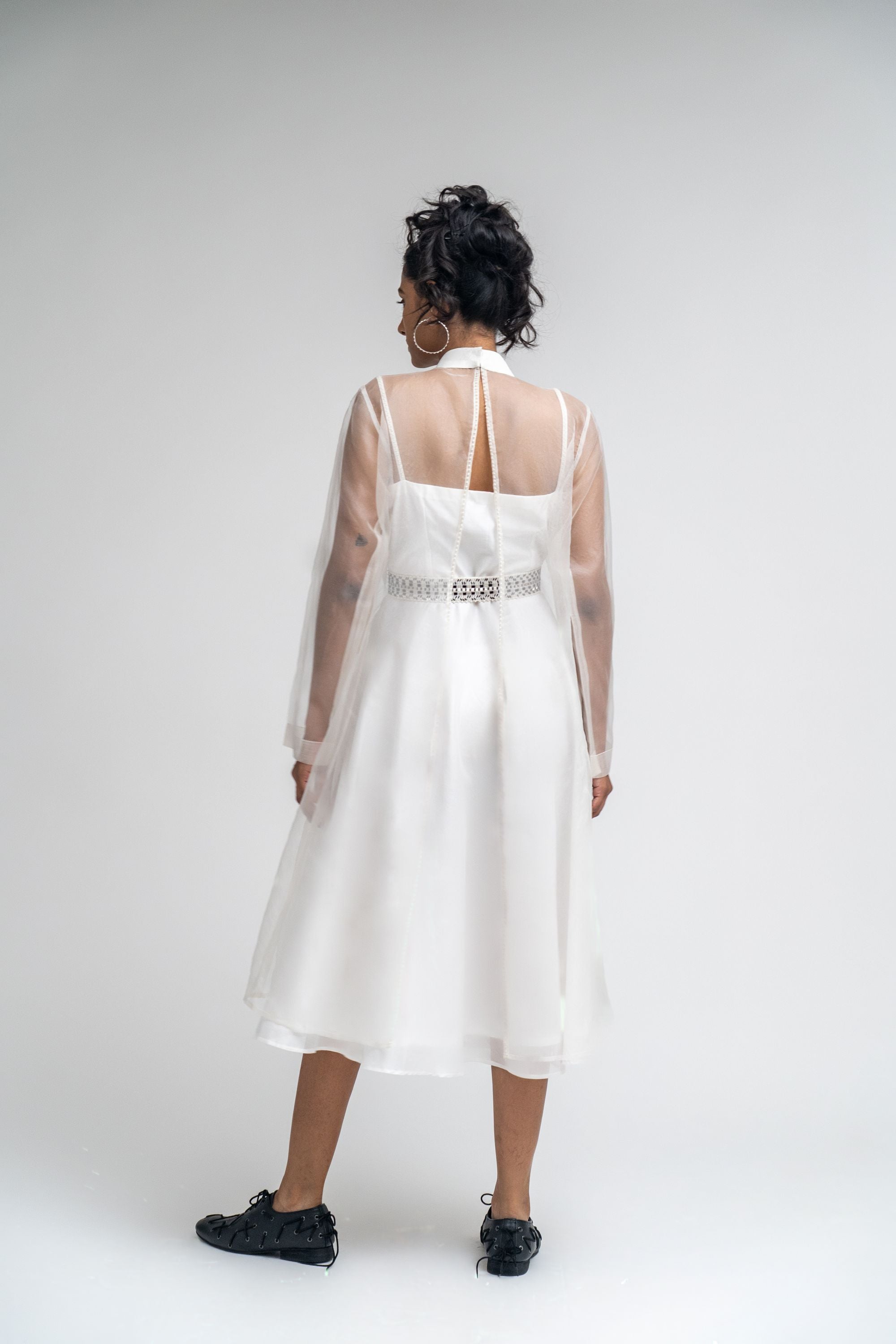 Chanderi , Organza Cape -dress Set
