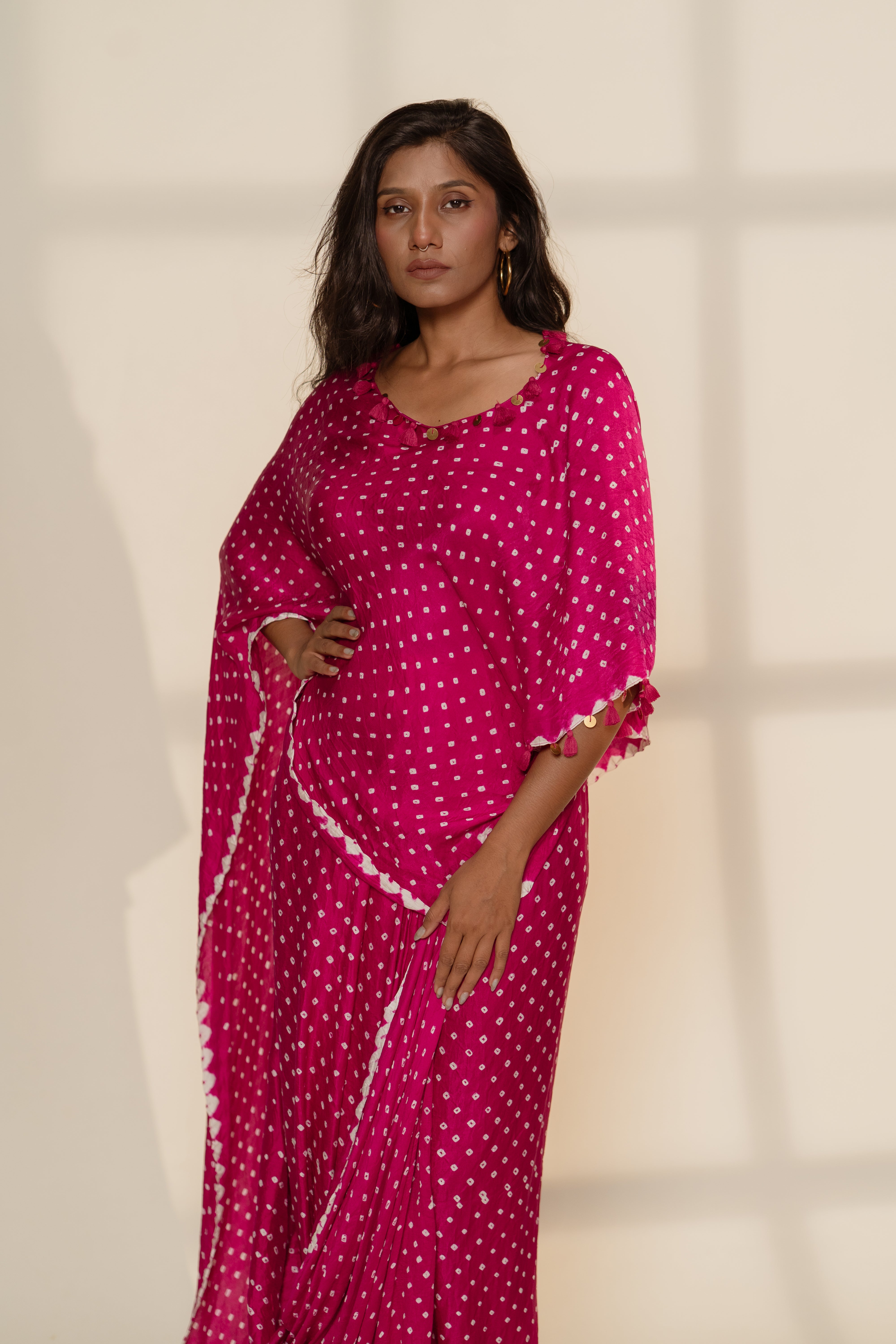 CAPE SAREE,PINK