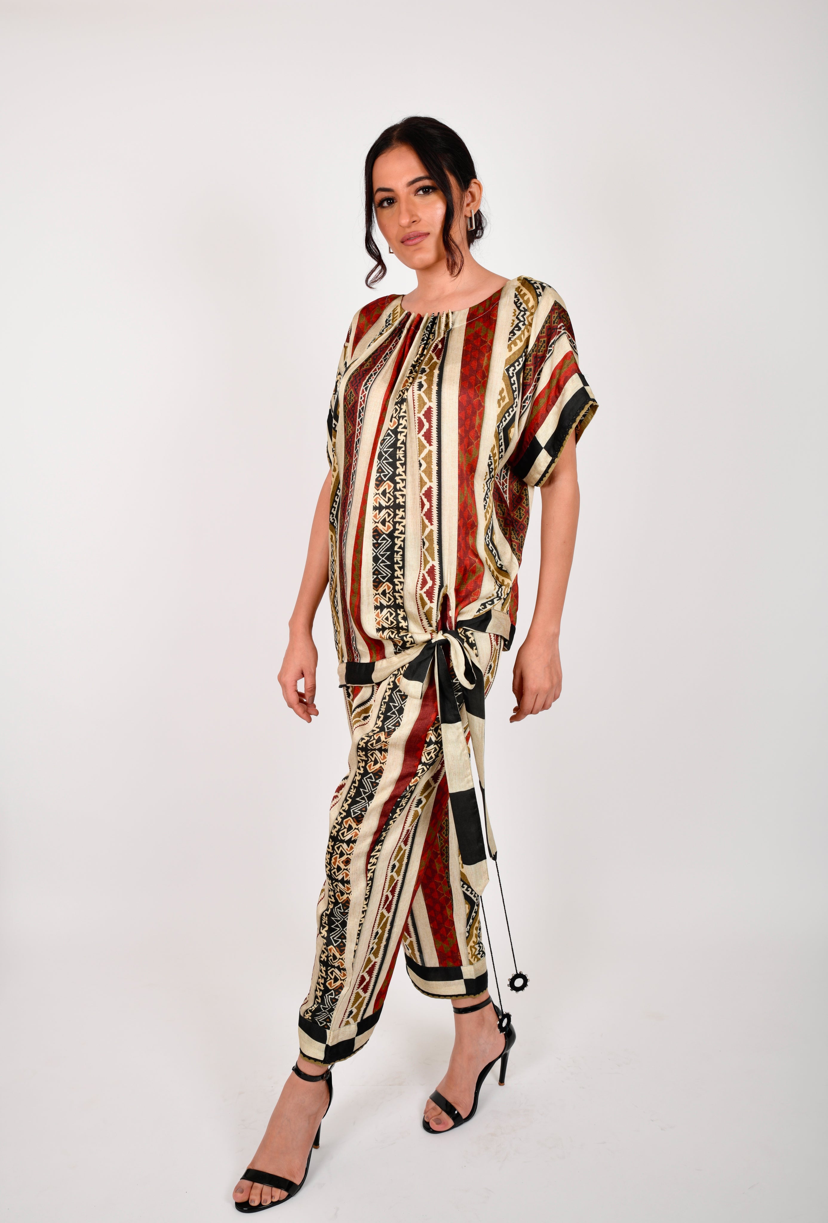 KAFILLA NECK PLEATED TIE TOP SET