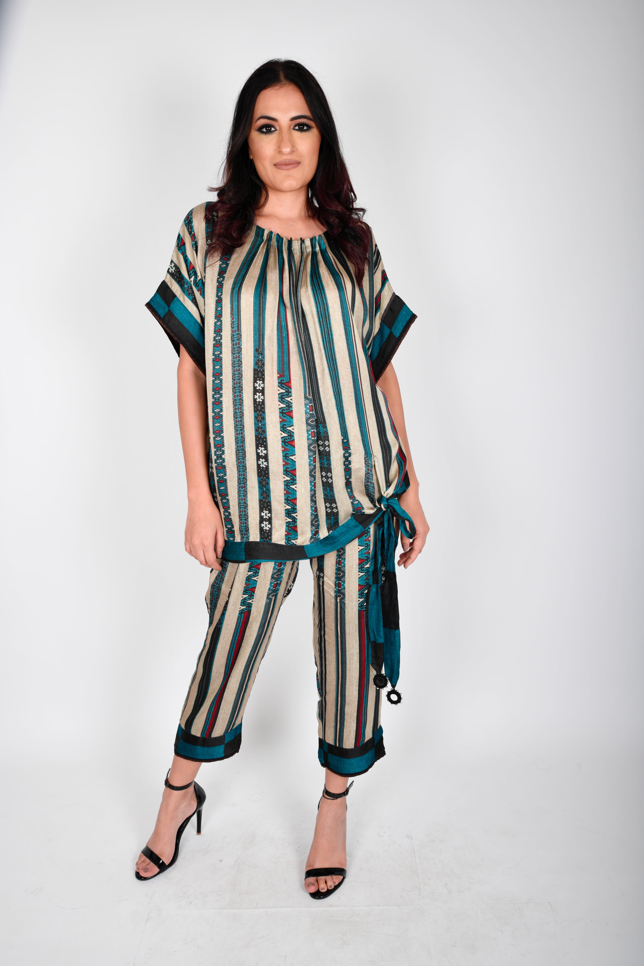 KAFILLA NECK PLEATED TIE TOP SET