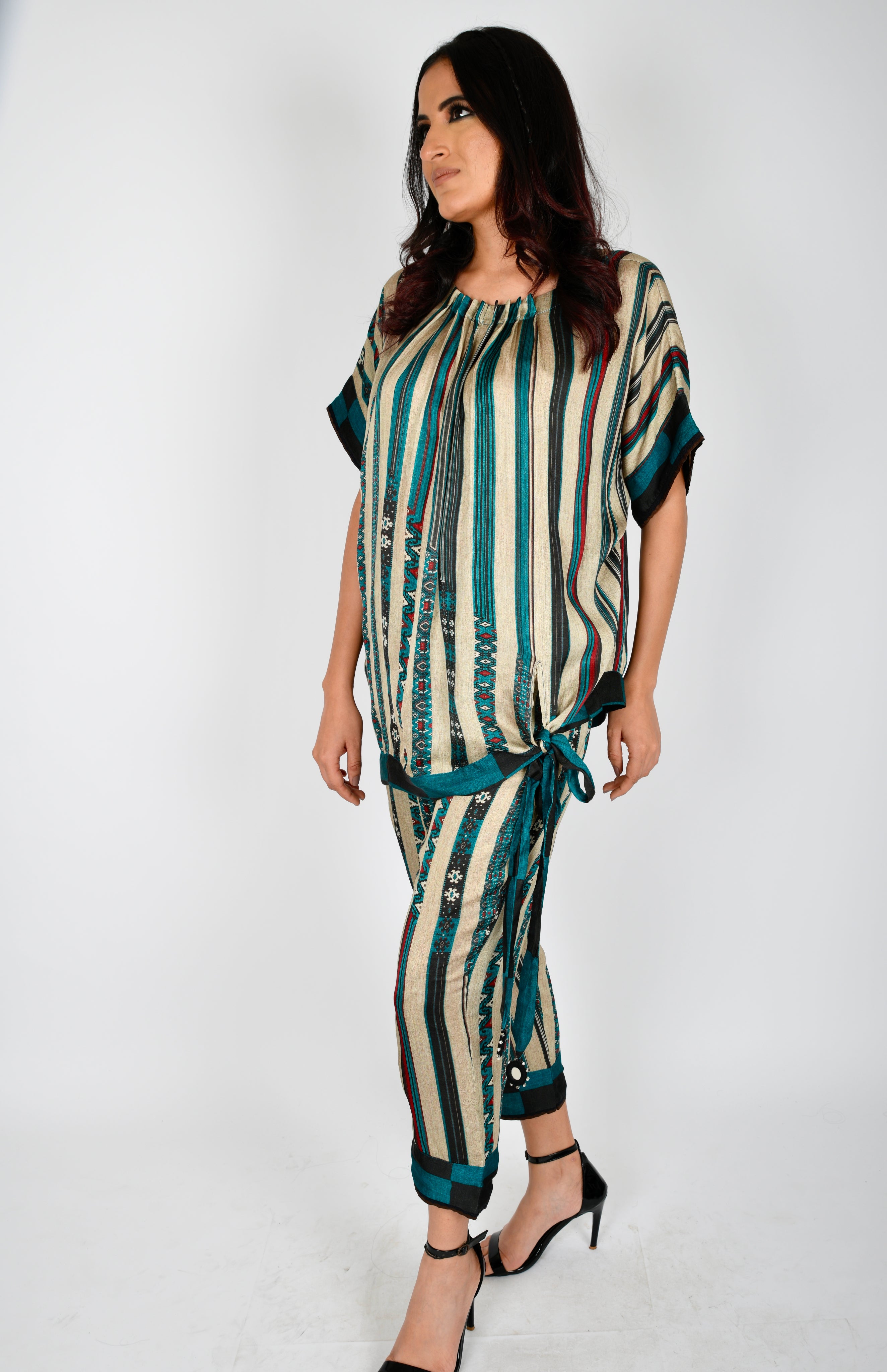 KAFILLA NECK PLEATED TIE TOP SET