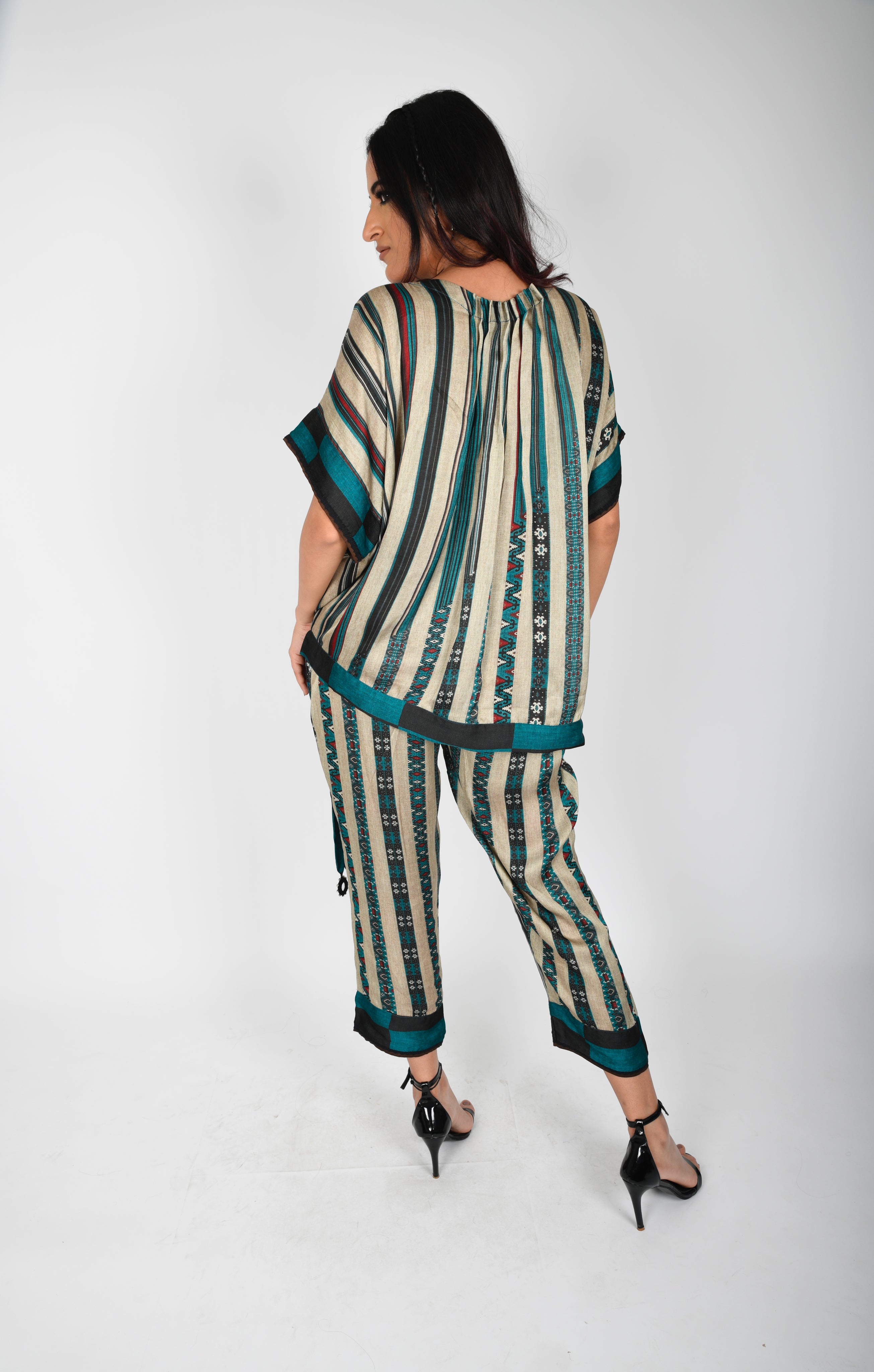 KAFILLA NECK PLEATED TIE TOP SET