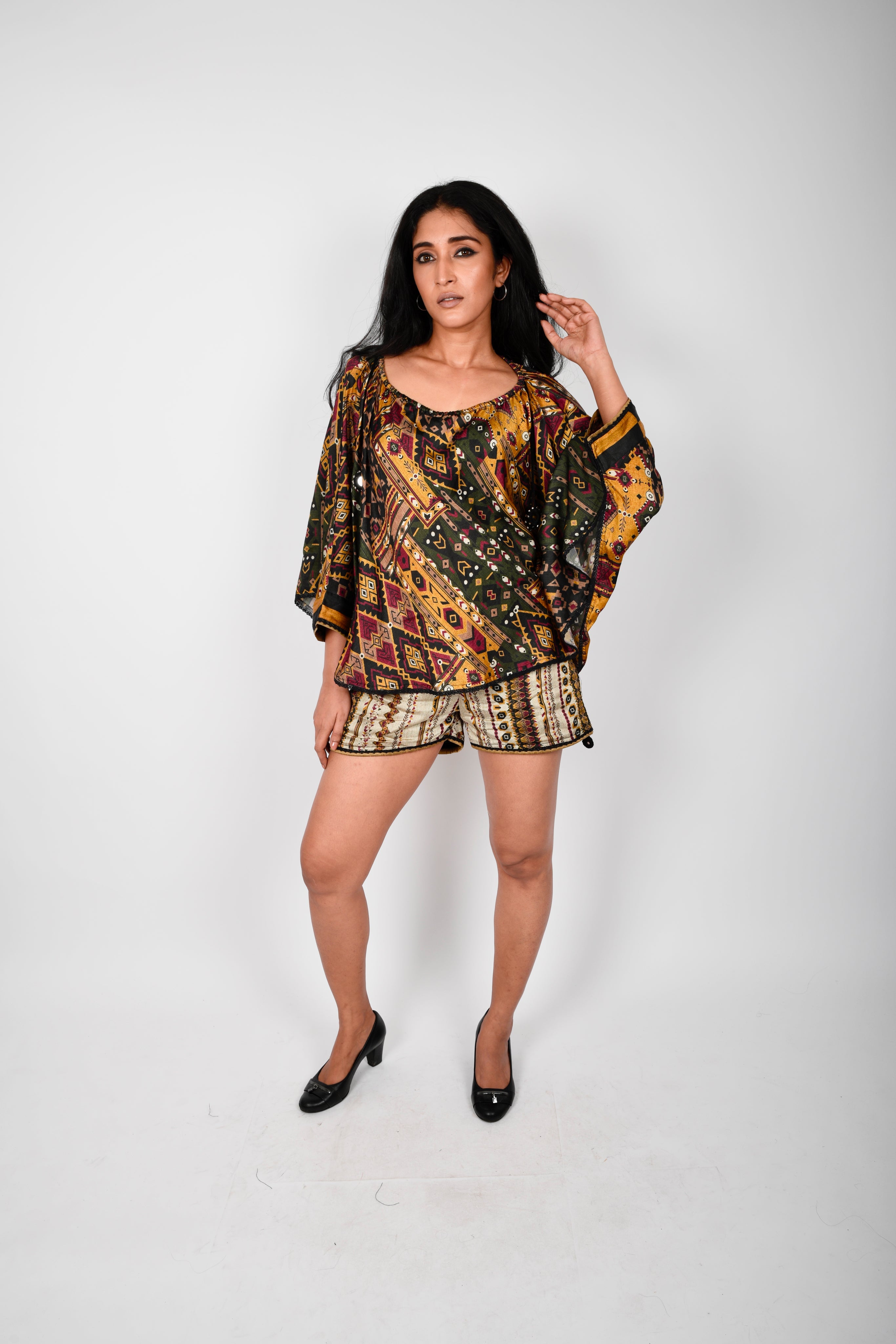 KAFILLA OFF SHOULDER CAPE WITH SHORTS