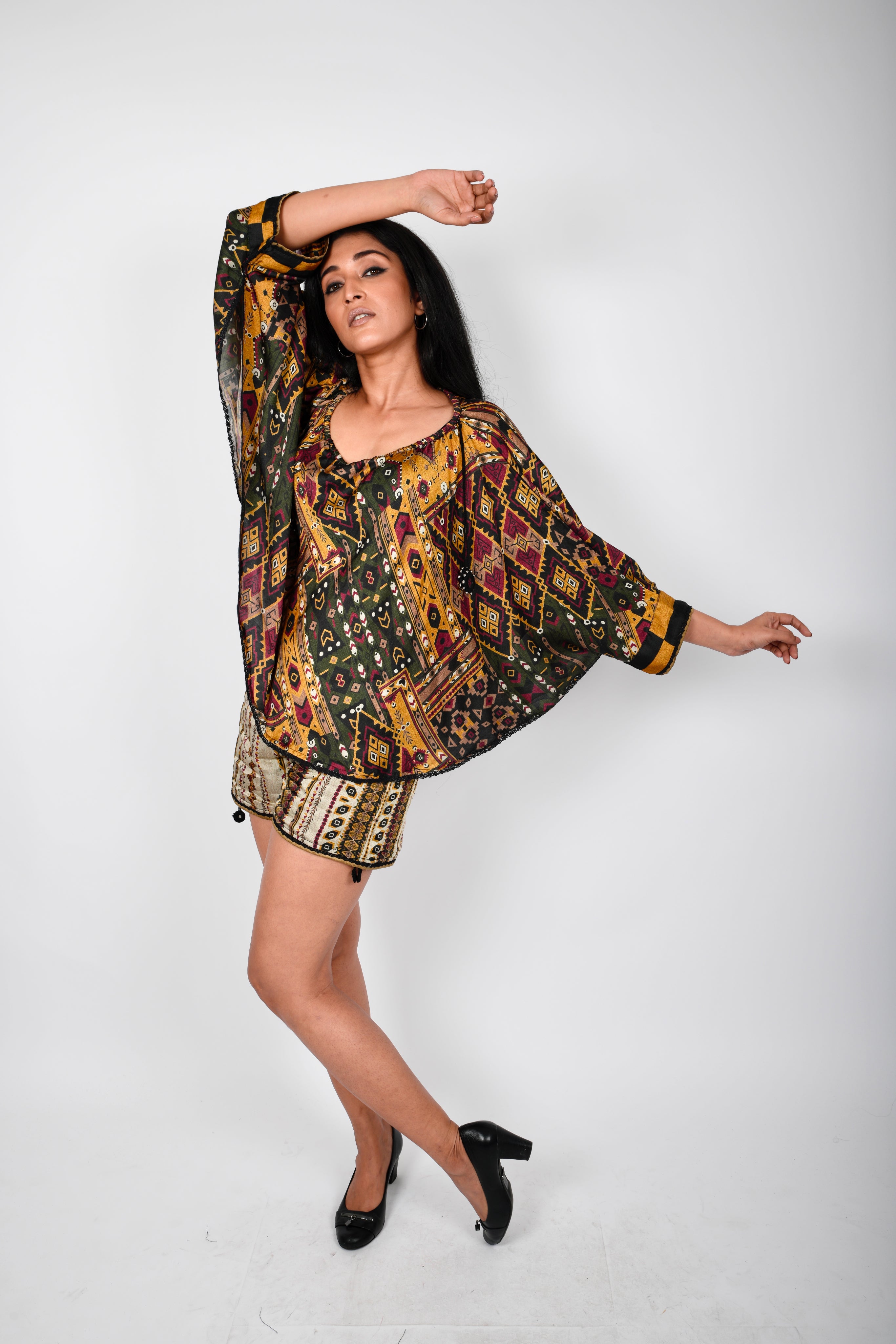 KAFILLA OFF SHOULDER CAPE WITH SHORTS