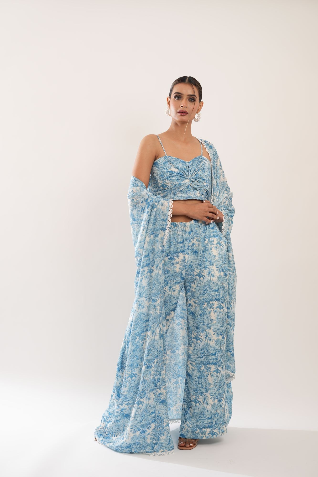 Satin Silk - Blue & White