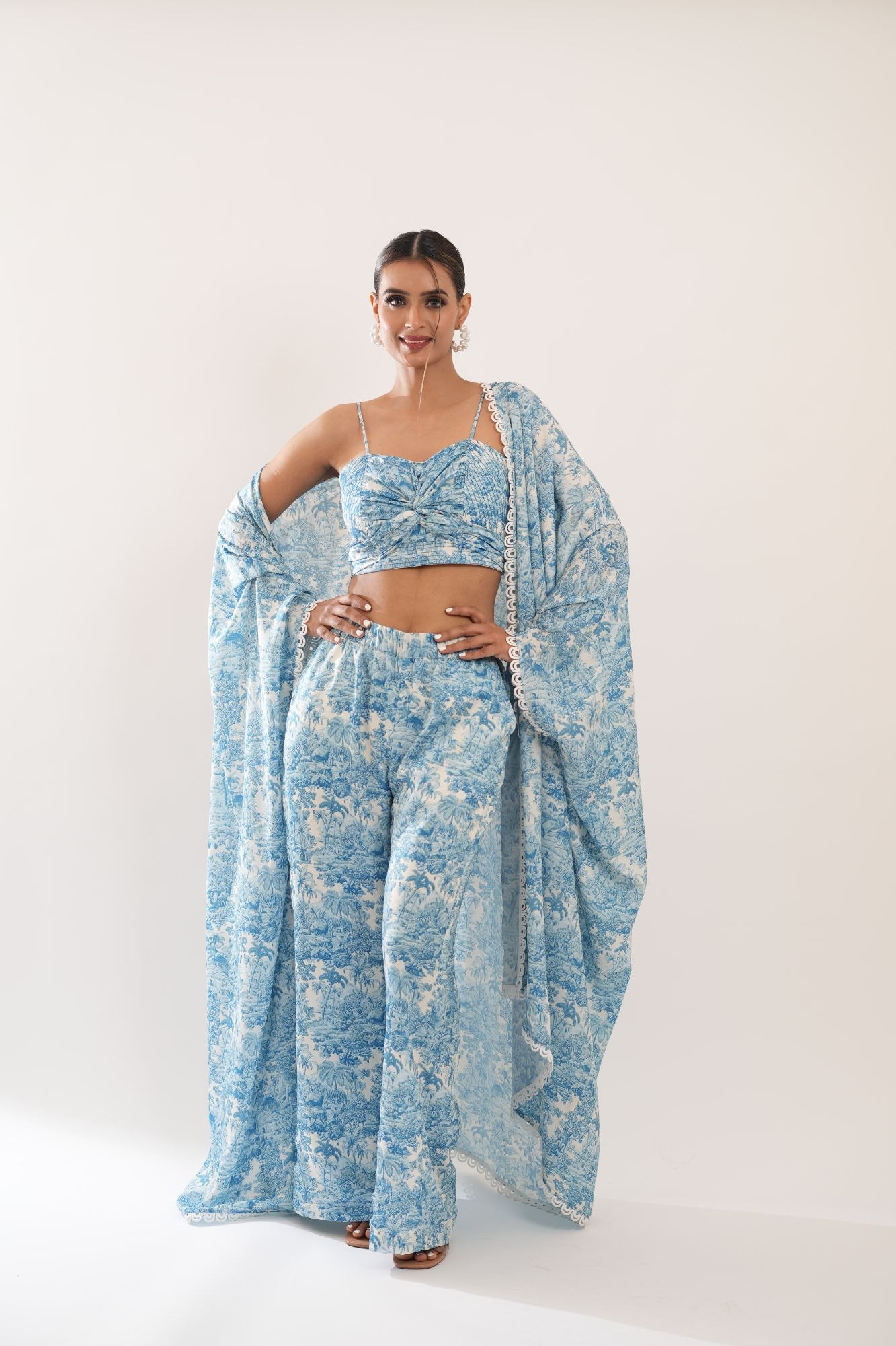 Satin Silk - Blue & White