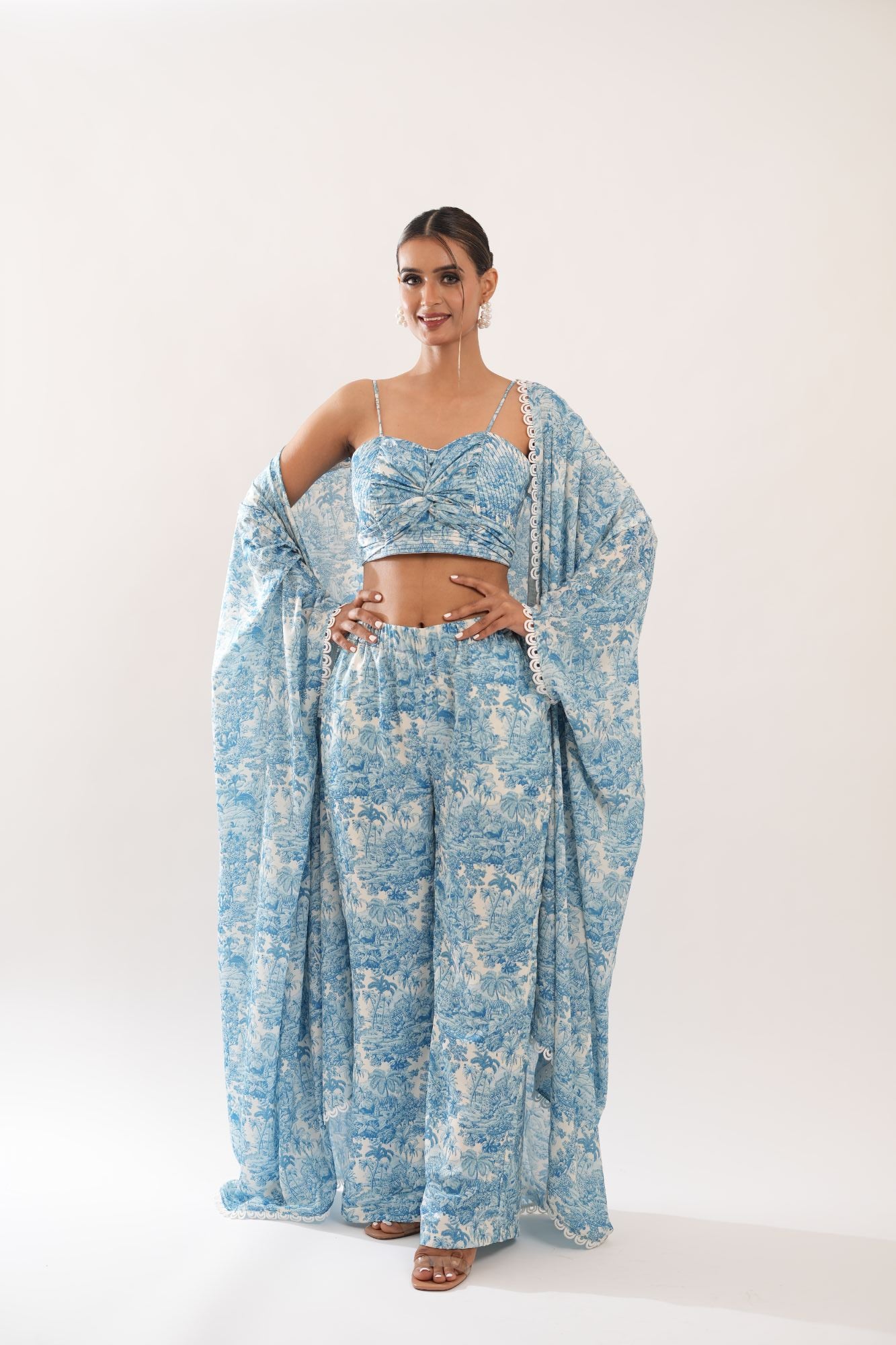 Satin Silk - Blue & White