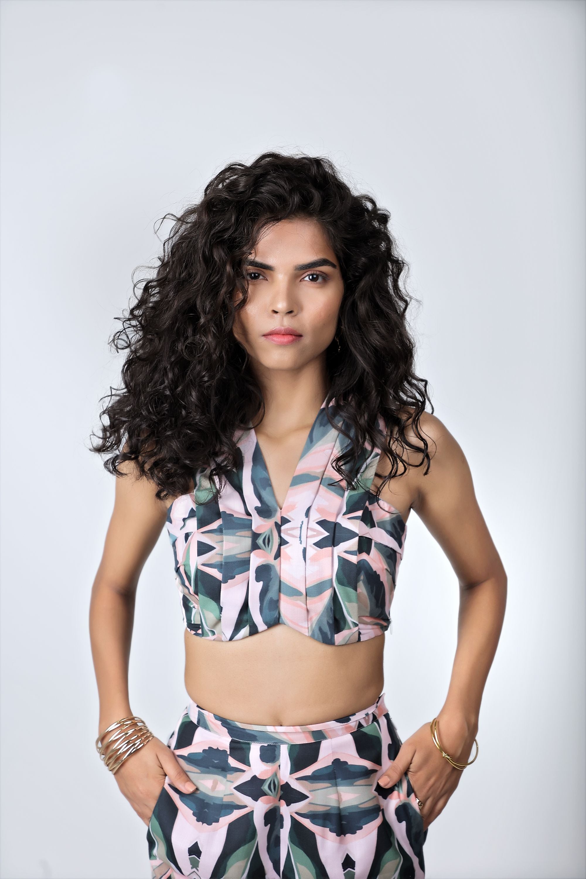 Pink tropical bustier set