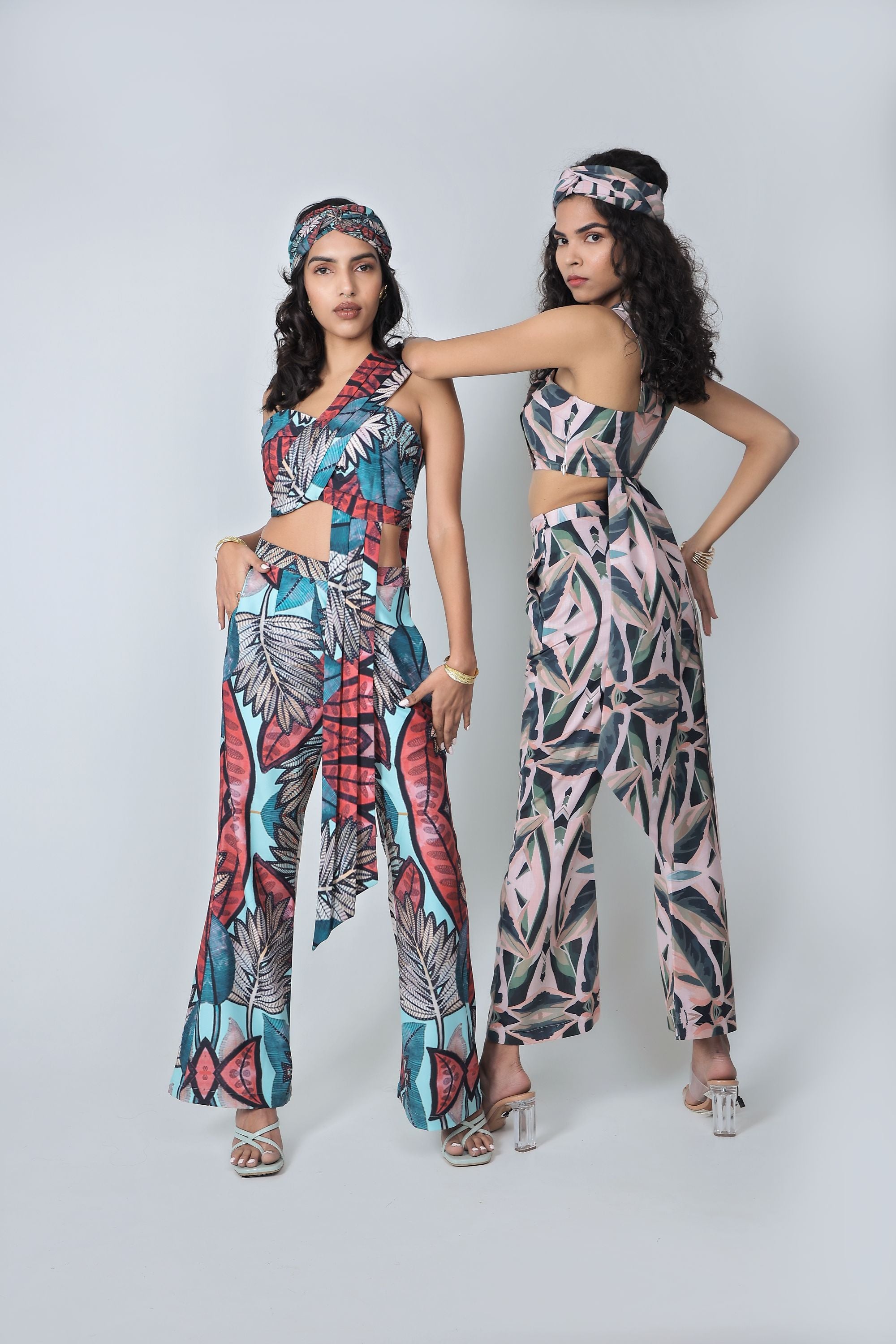 Pink tropical bustier set