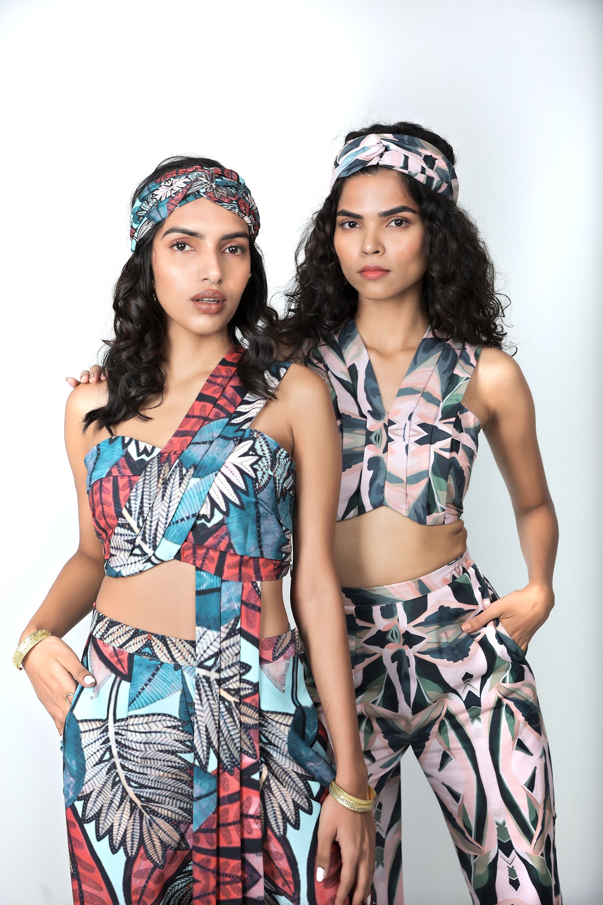 Red tropical bustier set