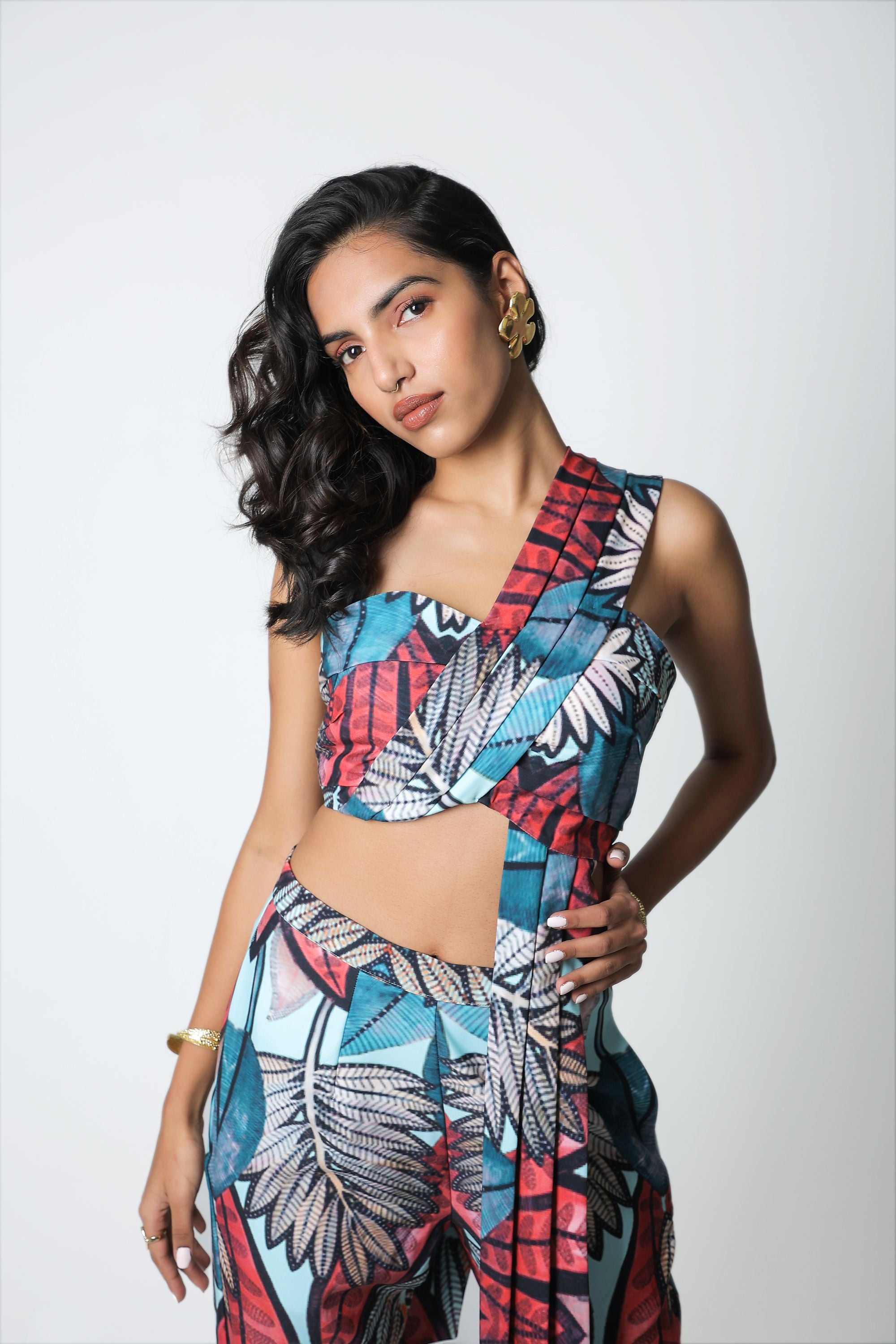 Red tropical bustier set