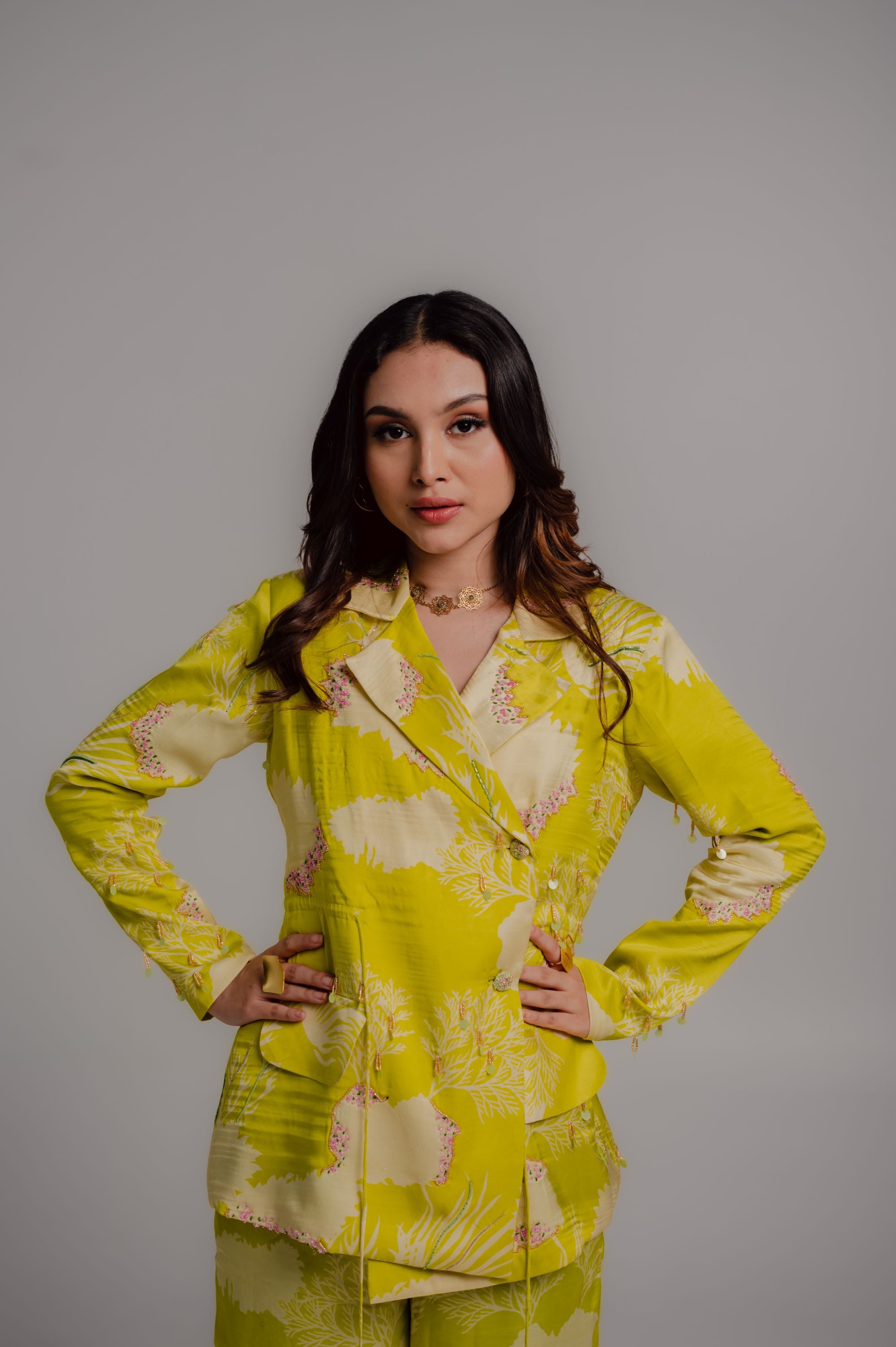 Lime Green Blazer Set