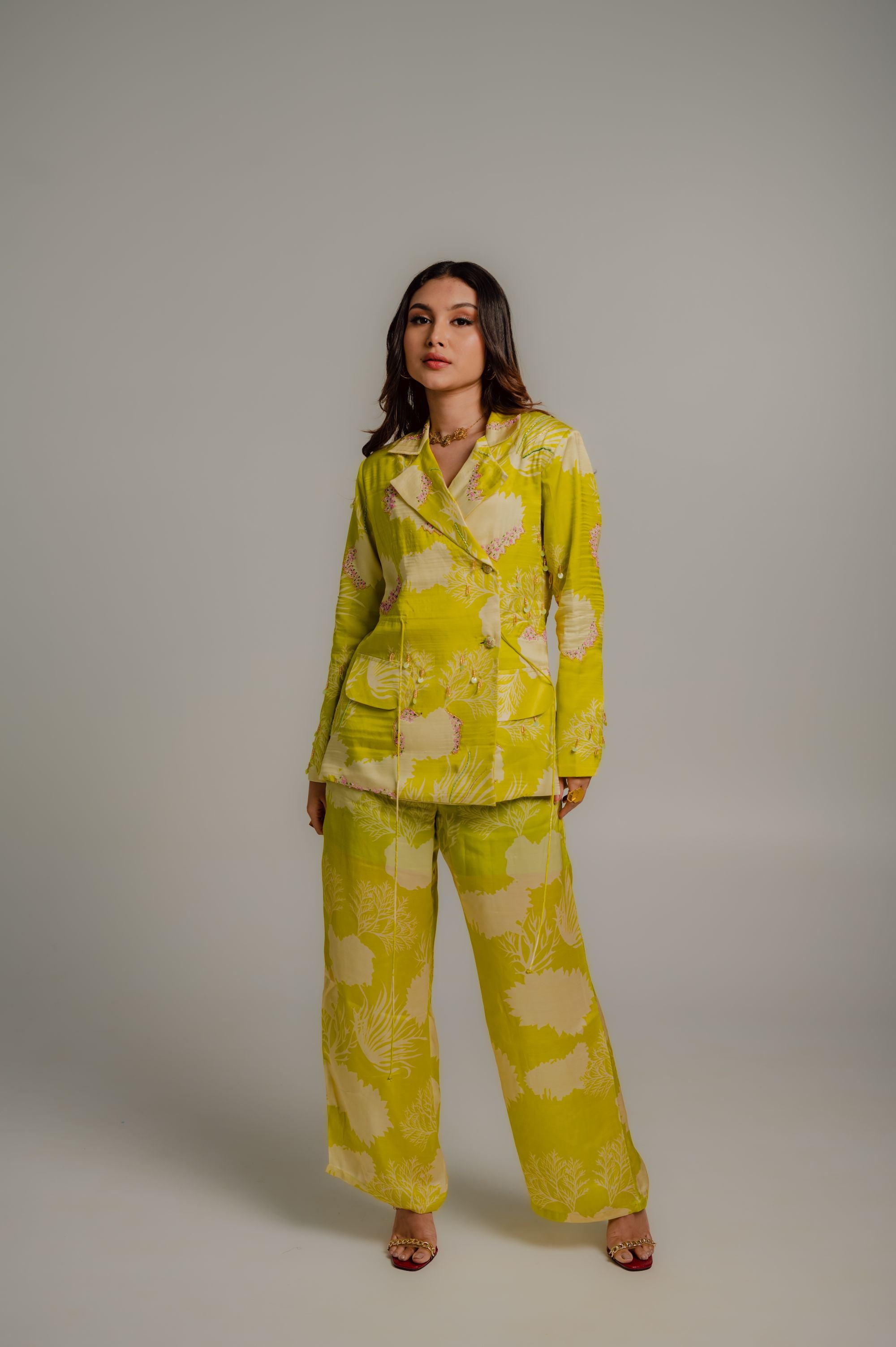 Lime Green Blazer Set