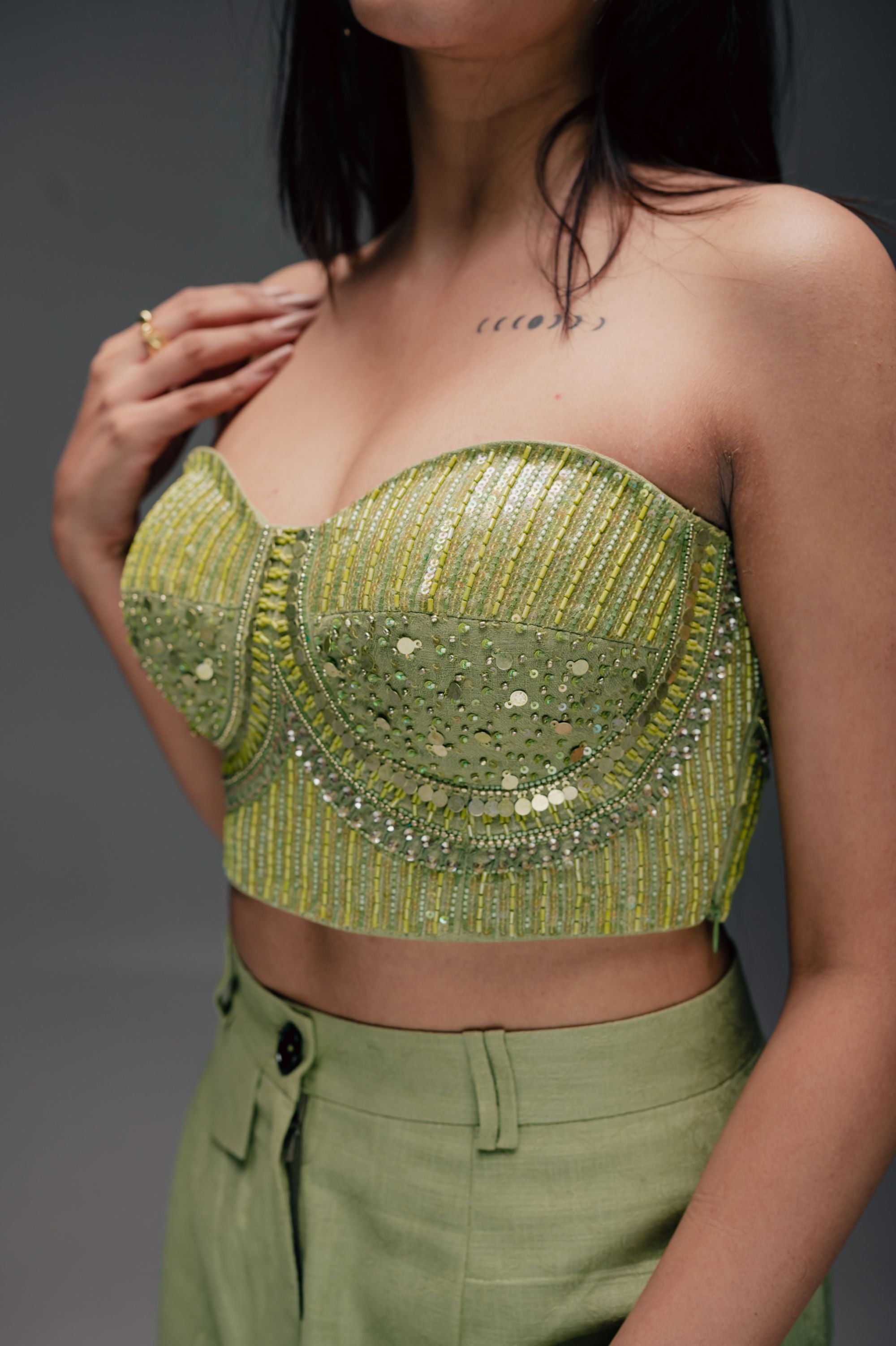 Green bustier set