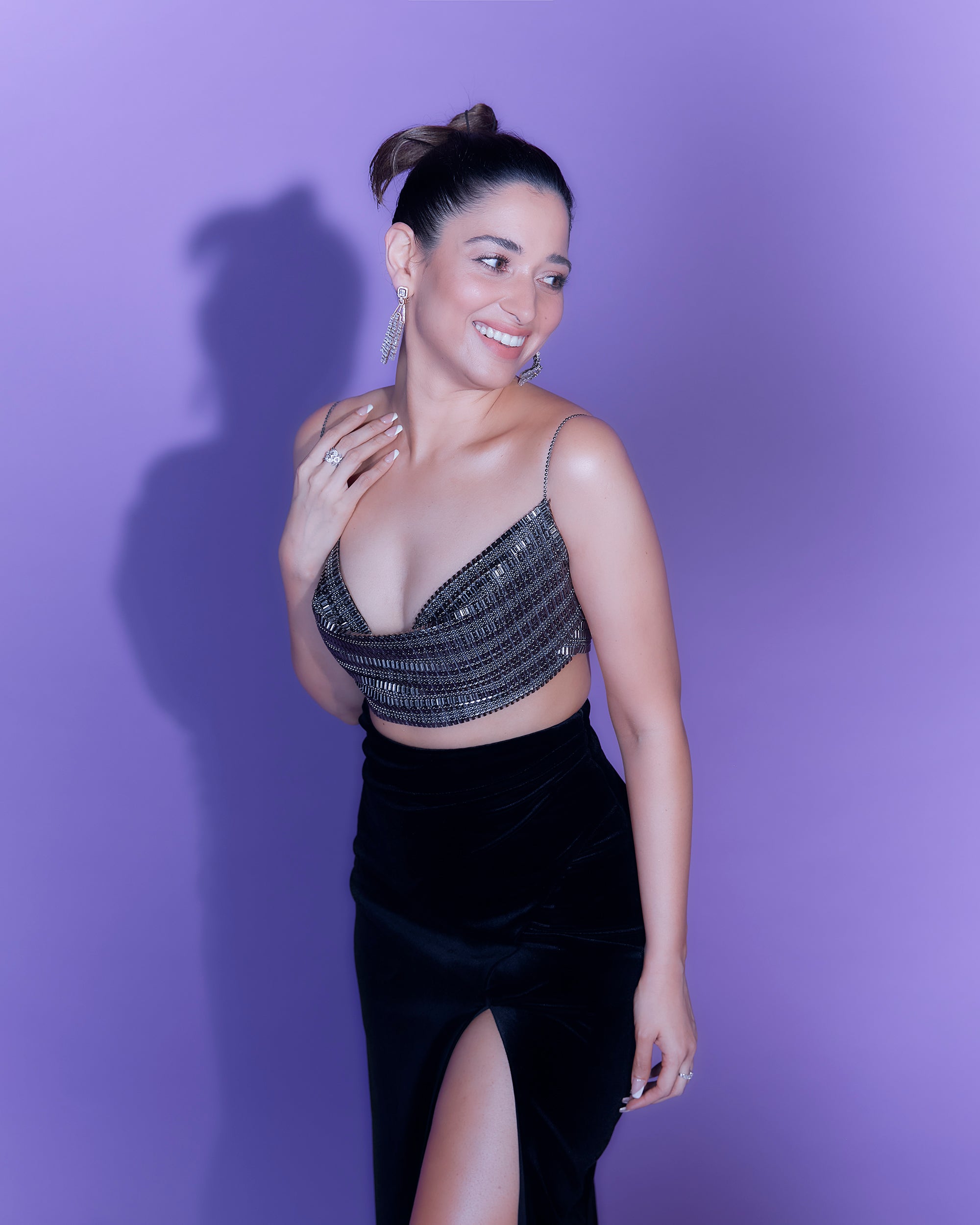 SCINTILLA COWL BRALETTE
AND VELVET SKIRT SET