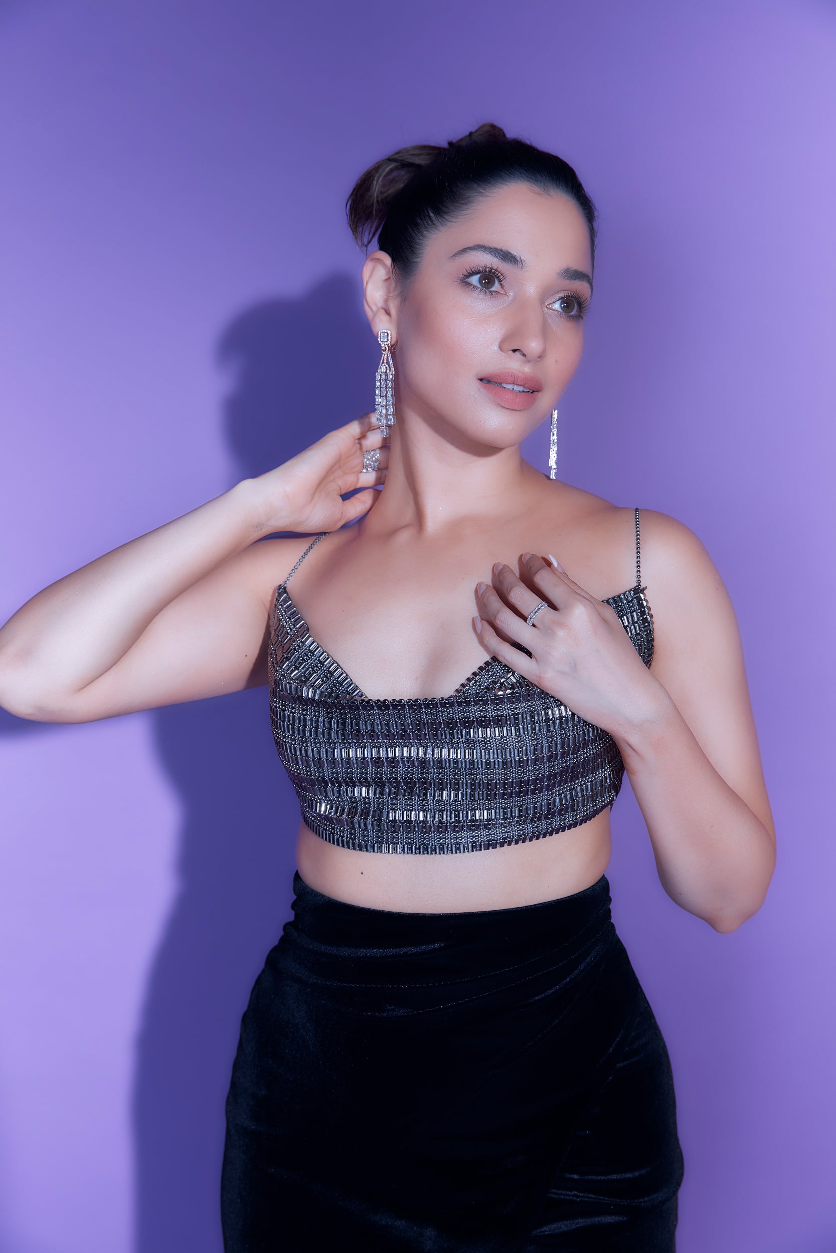 SCINTILLA COWL BRALETTE
AND VELVET SKIRT SET