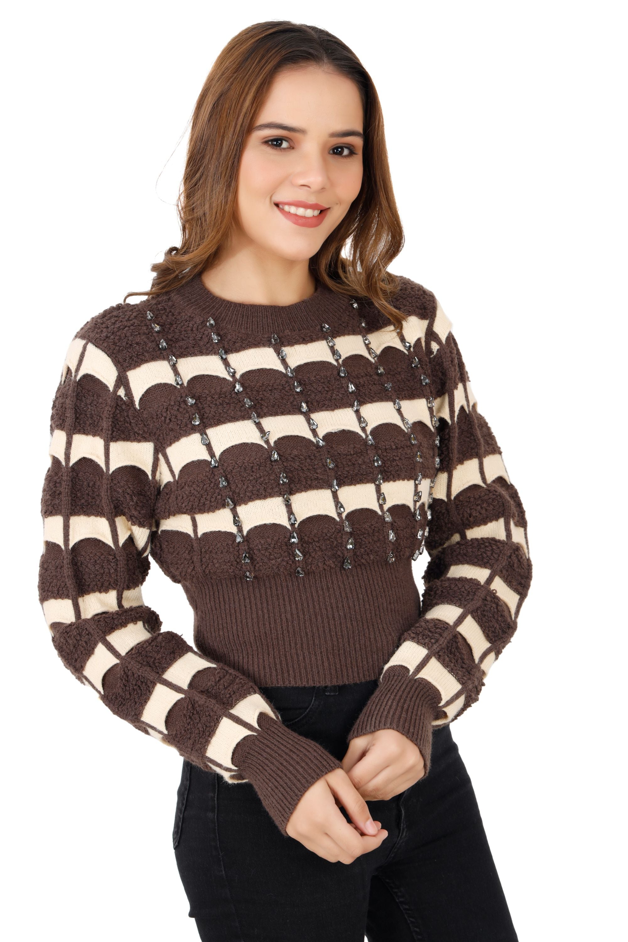 Choco Brown & Beige Woollen