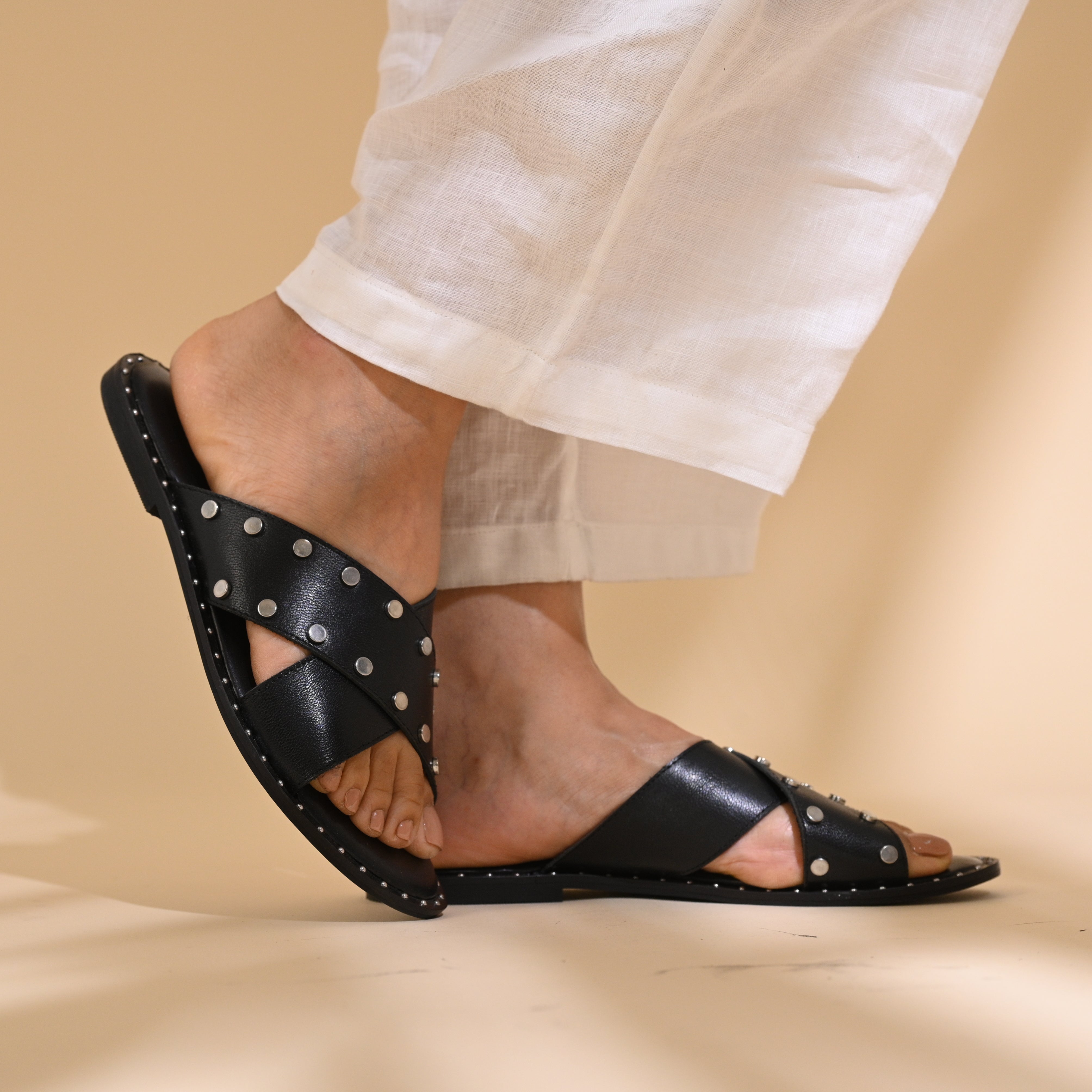 Female Footwear - Black & Silver