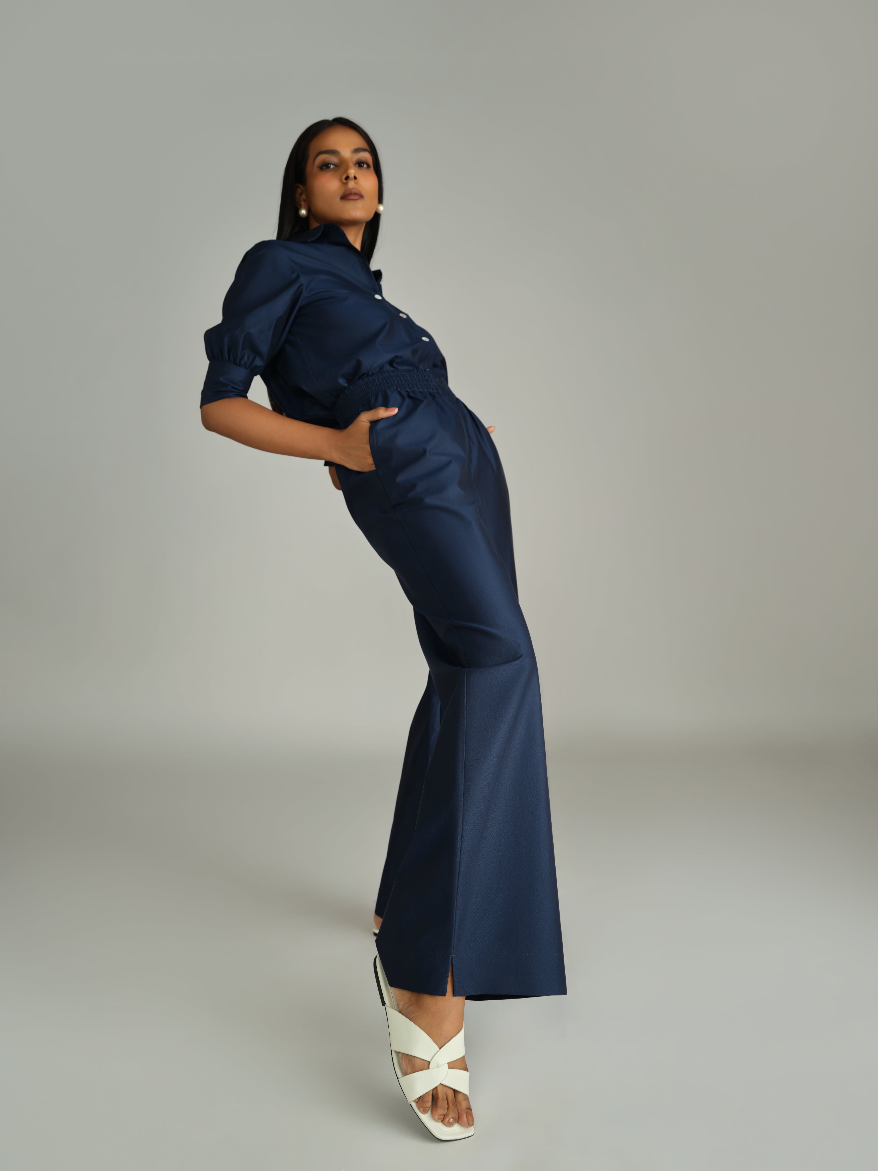 Navy Blue Egyptian Cotton Trousers