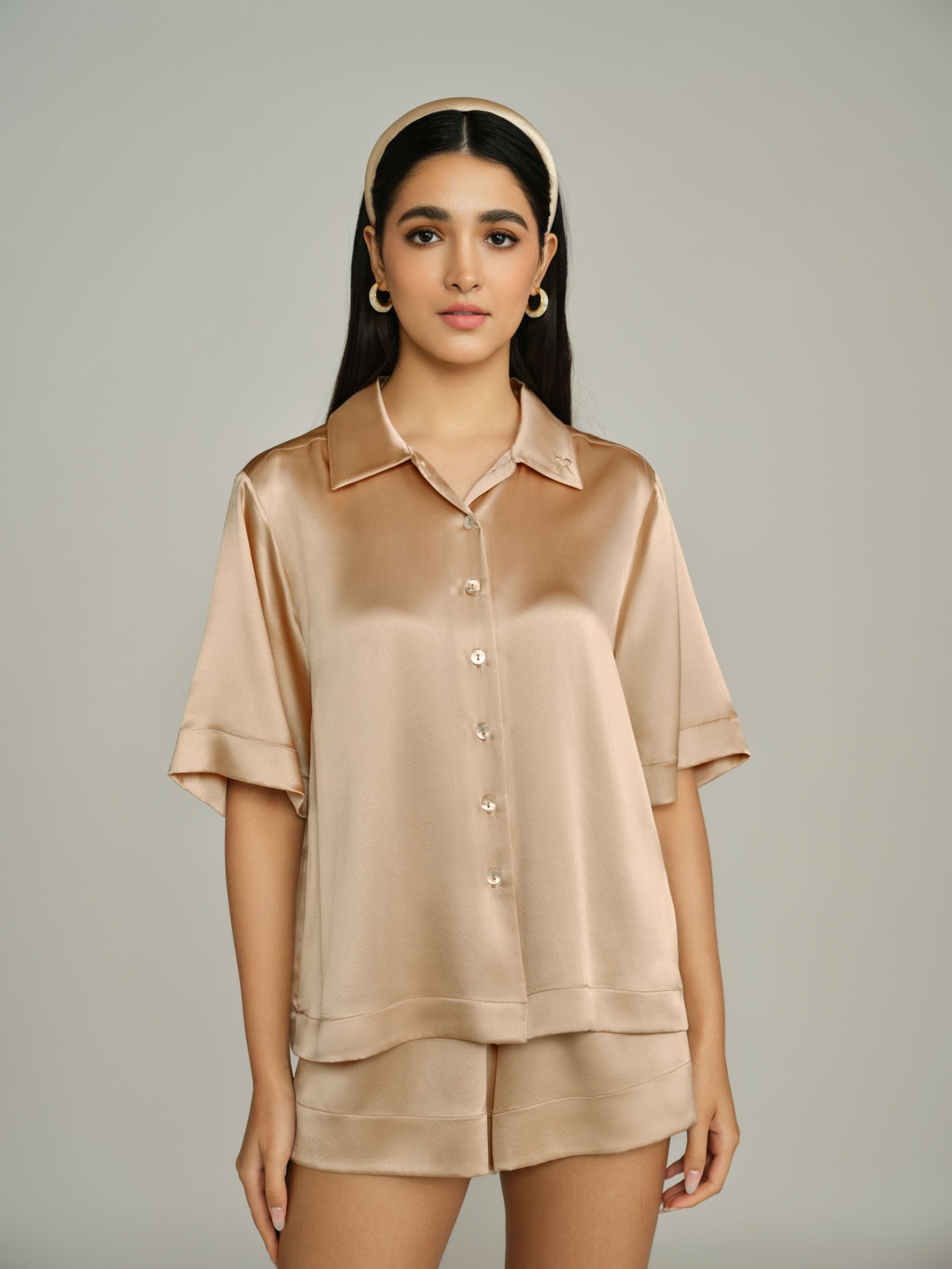 Champagne Silk Bowling Shirt
