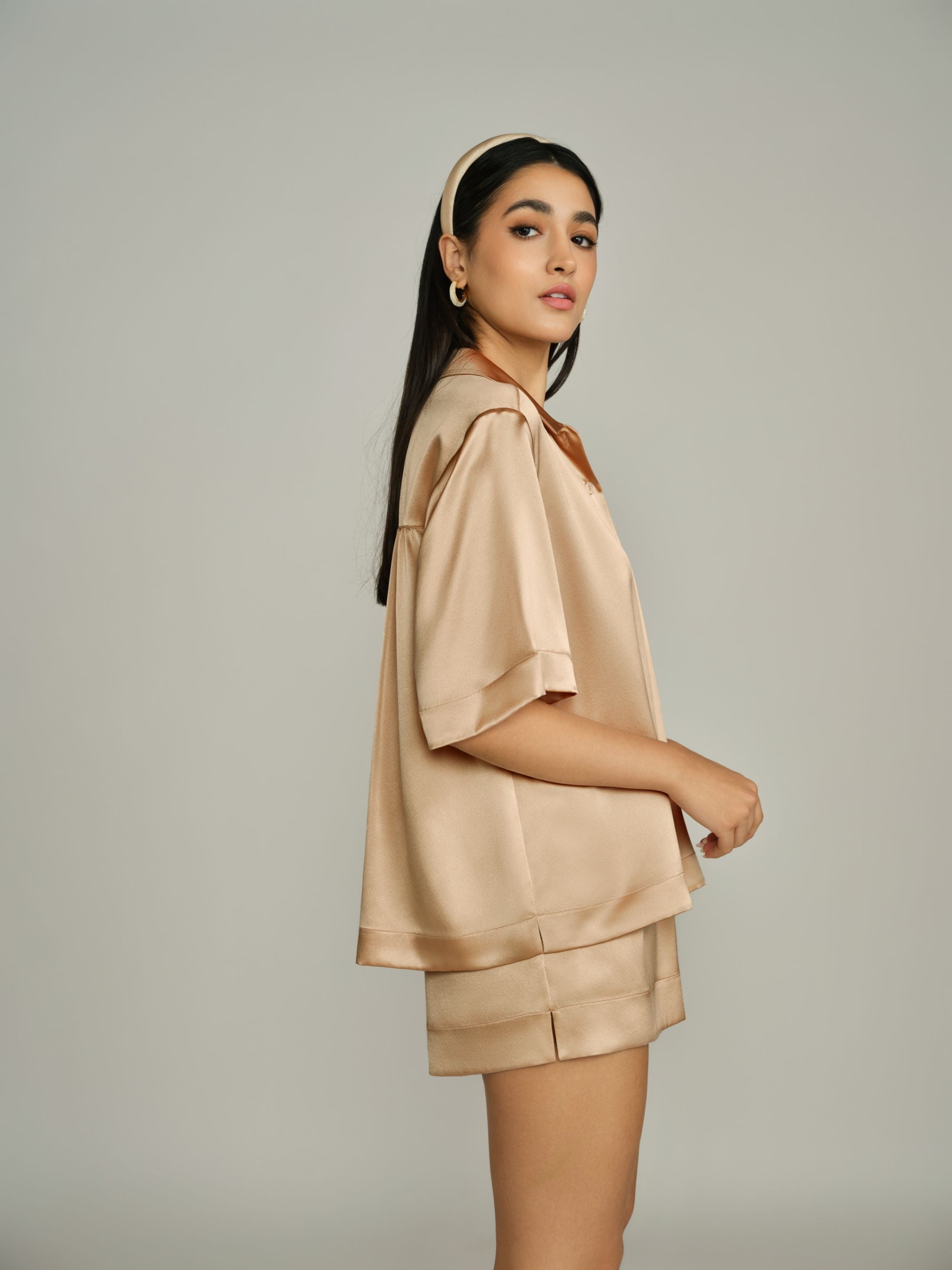 Champagne Silk Bowling Shirt
