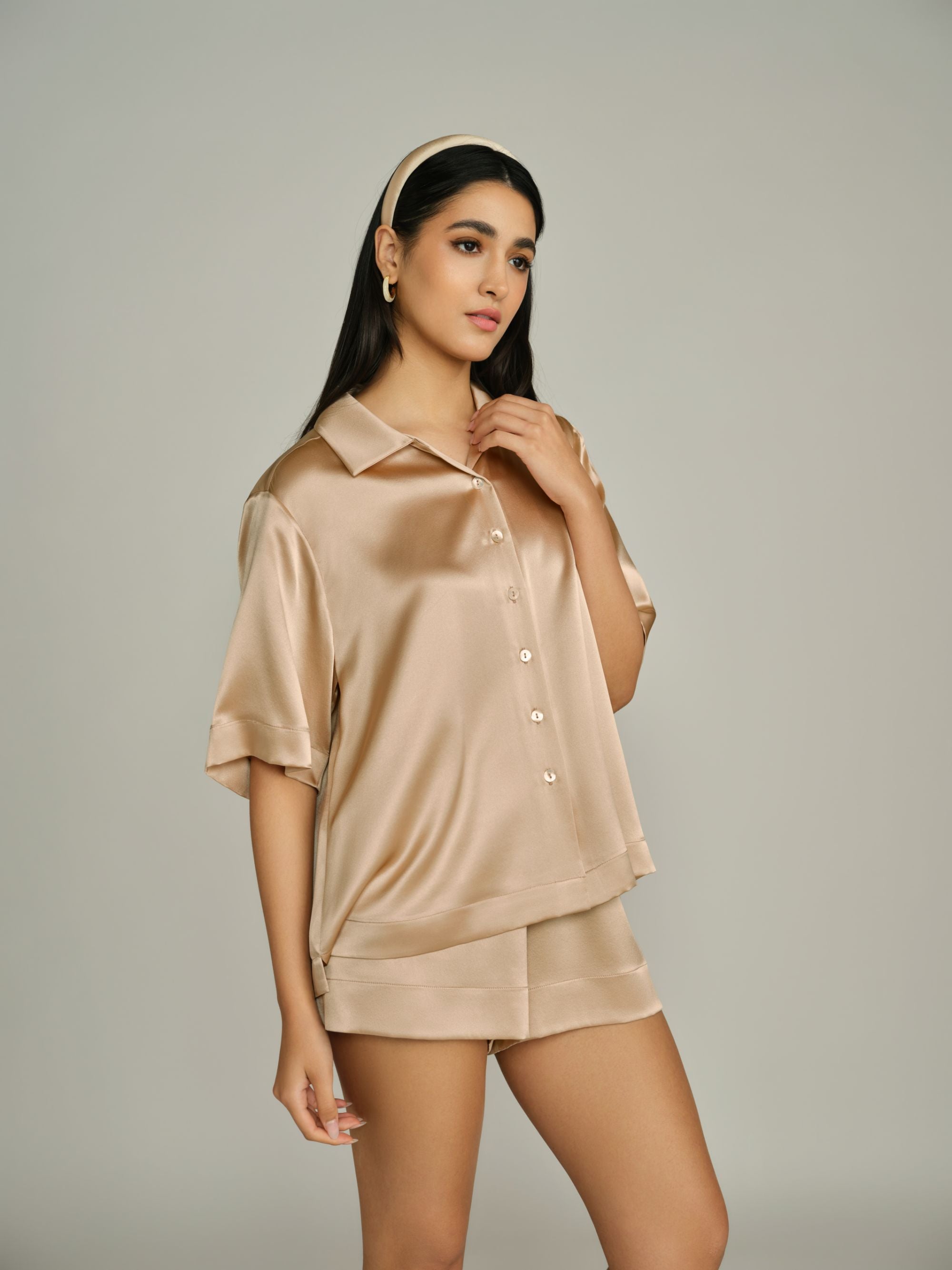 Champagne Silk Bowling Shirt