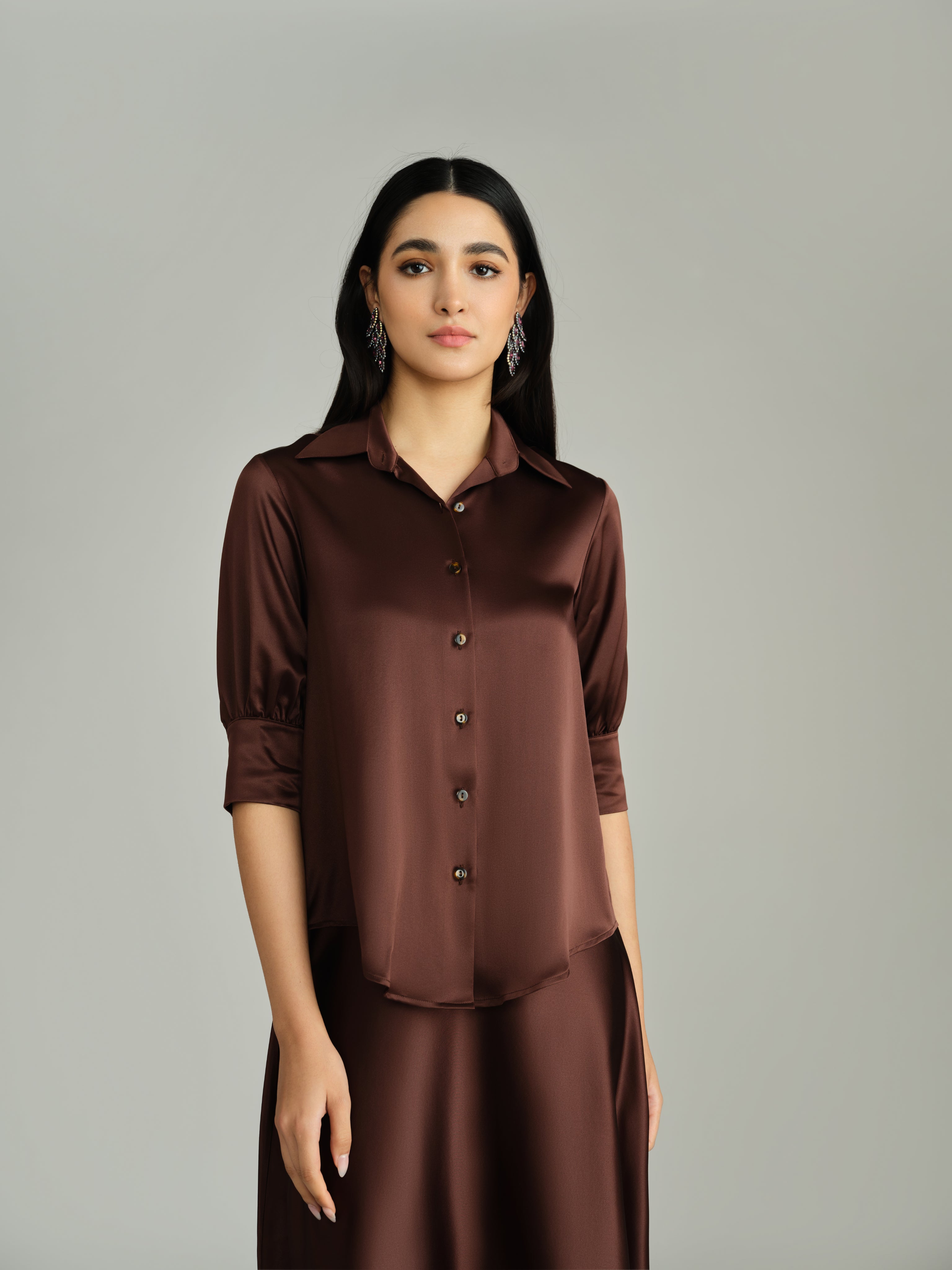 Espresso Silk Short-Sleeved Shirt