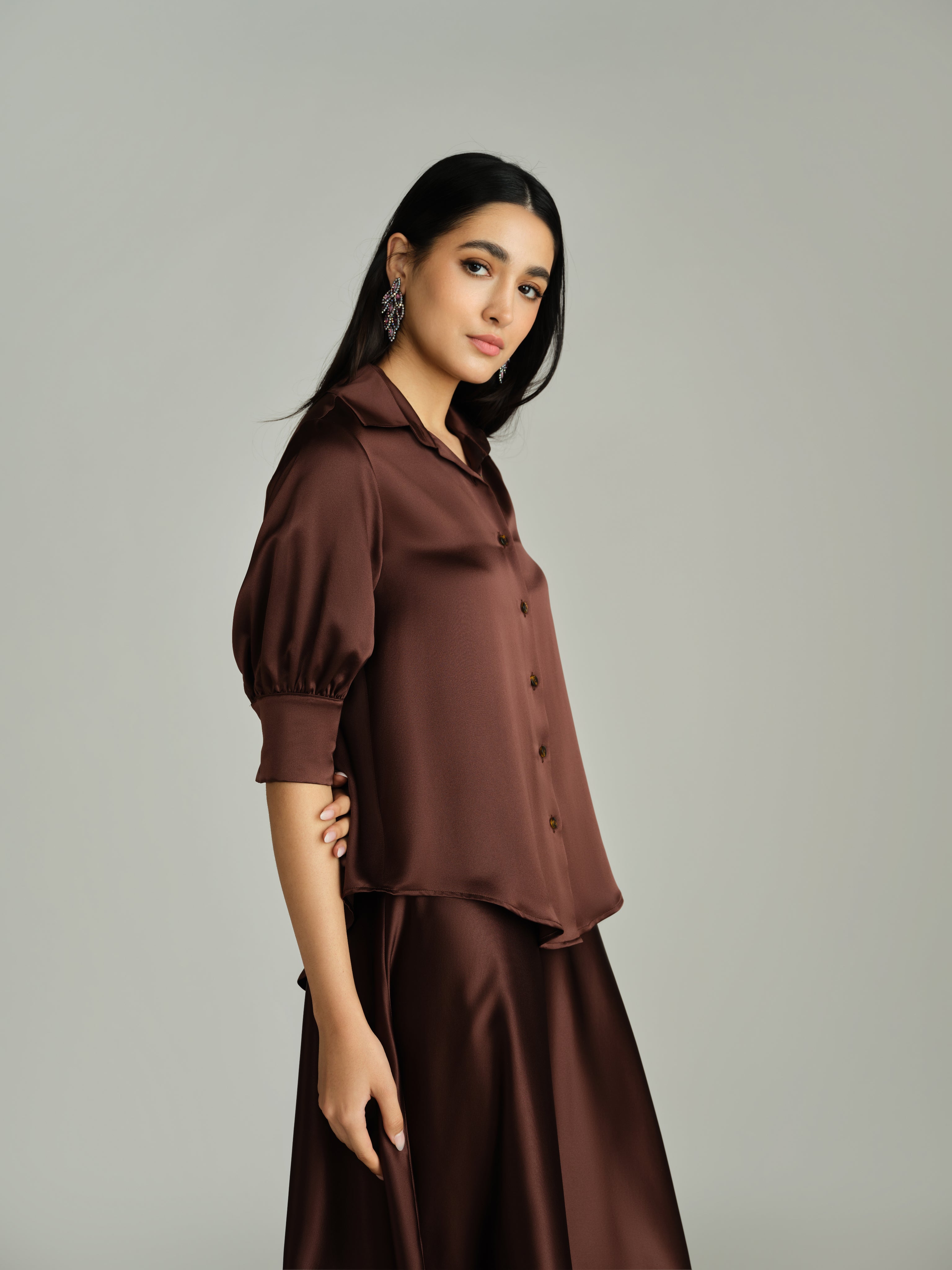 Espresso Silk Short-Sleeved Shirt