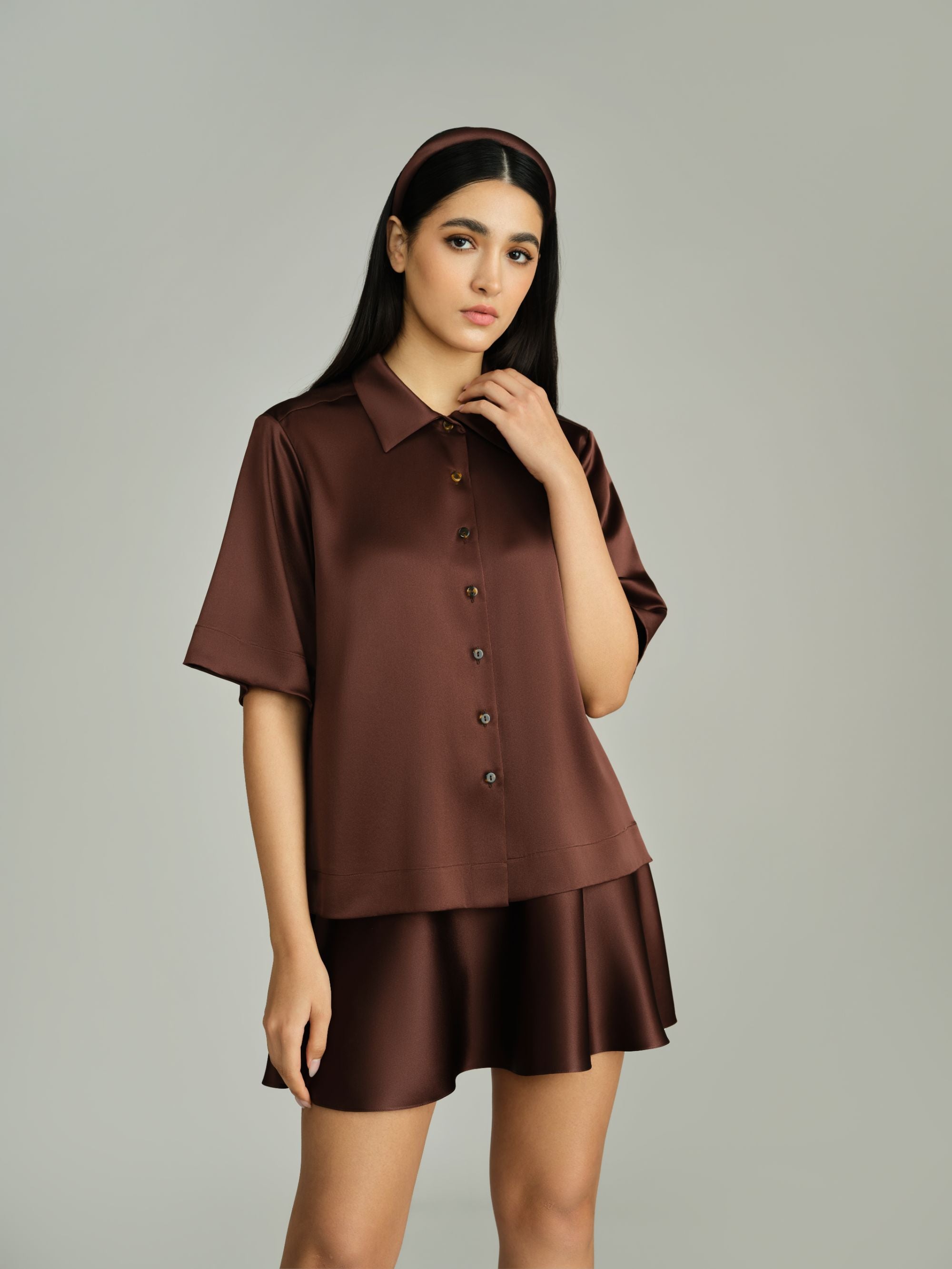 Espresso Silk Bowling Shirt