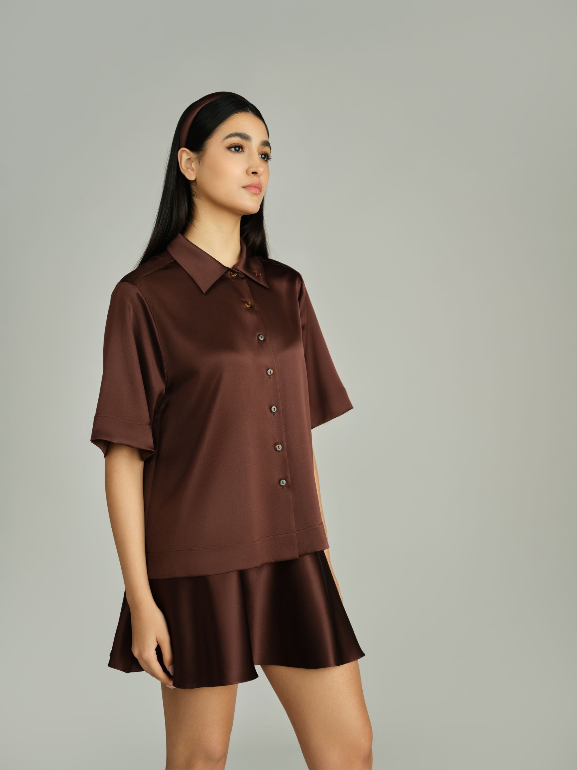 Espresso Silk Bowling Shirt