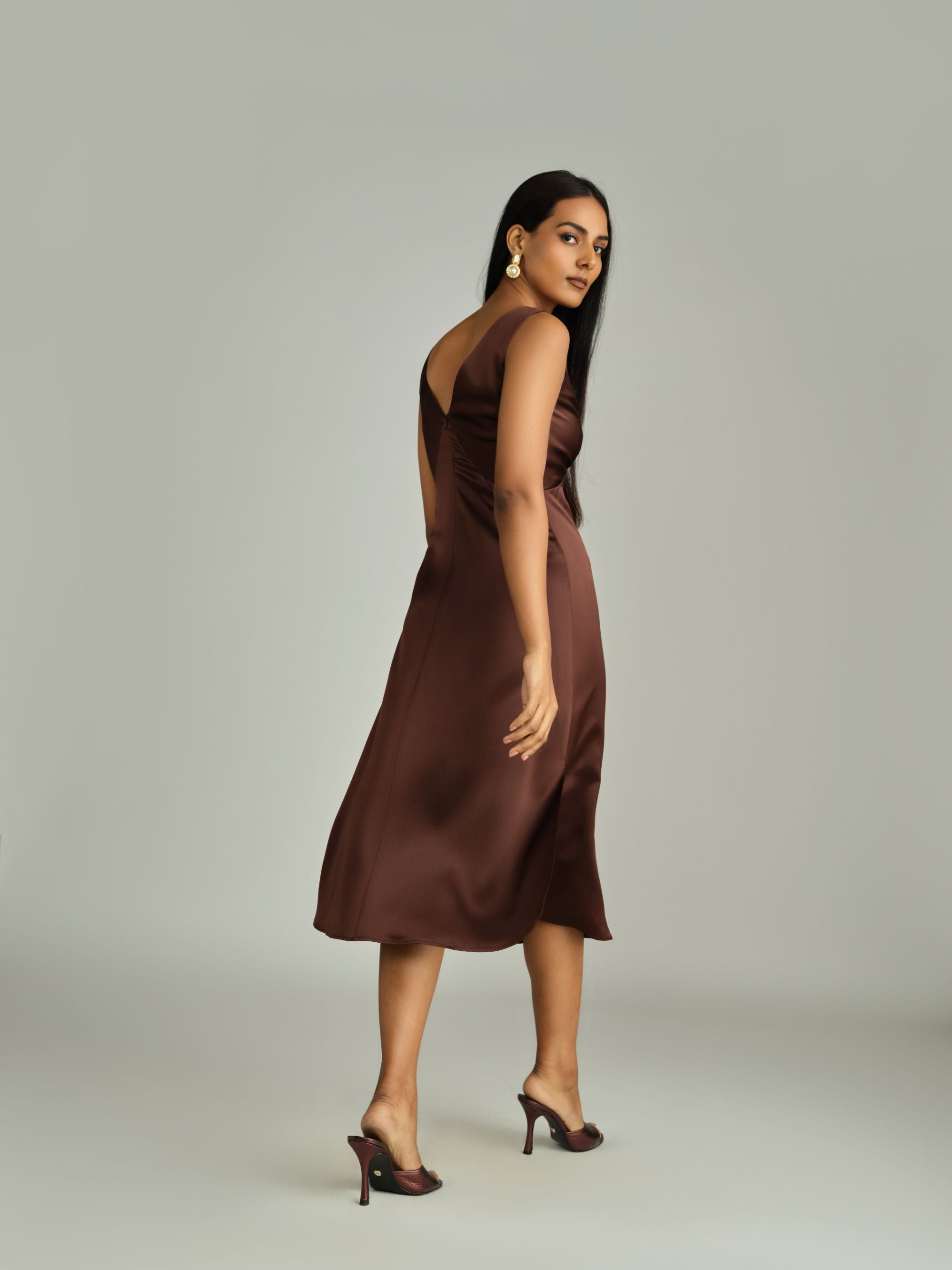 Espresso Silk Slip Dress