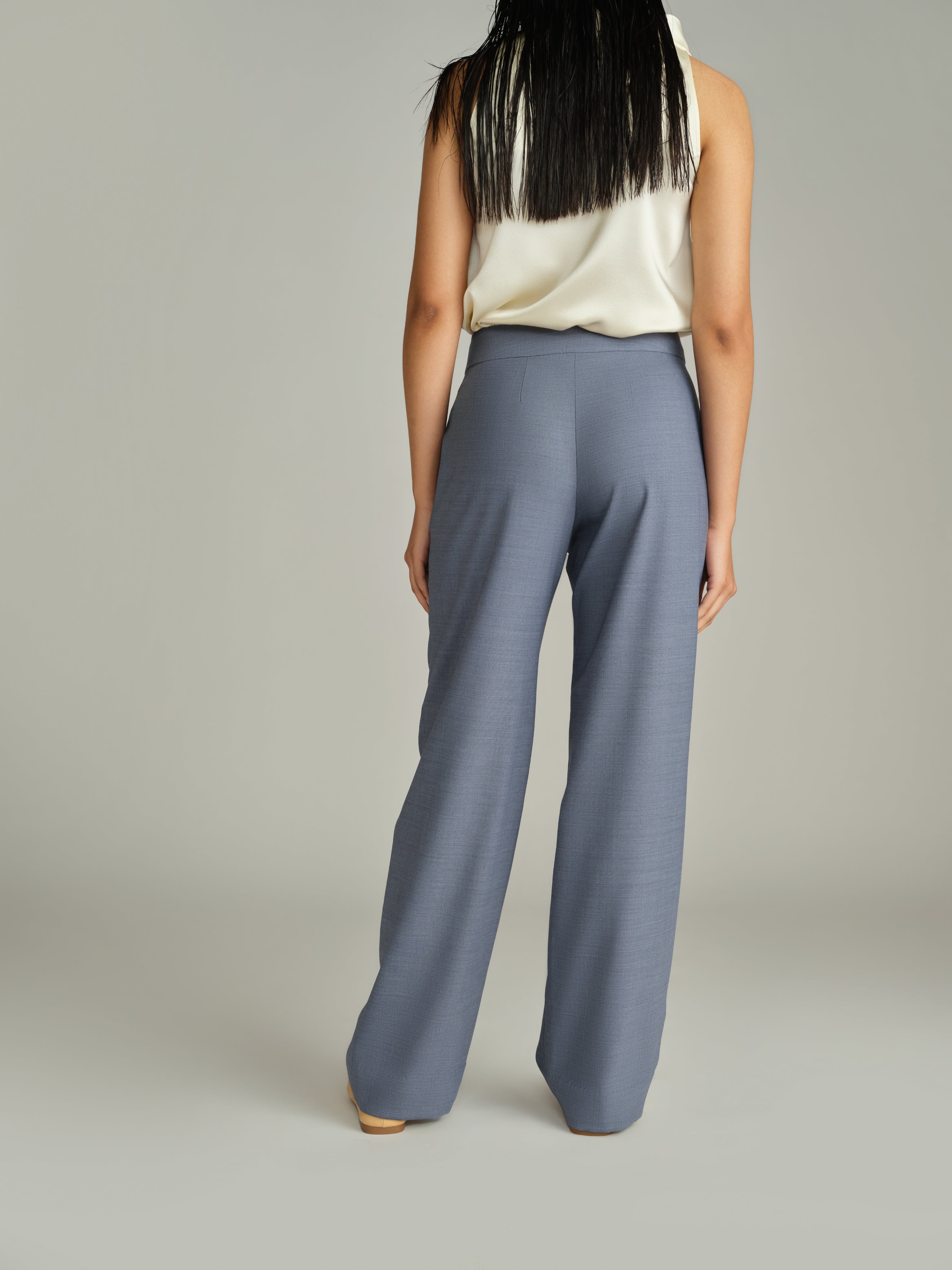 Blue Suiting Pleated Trousers
