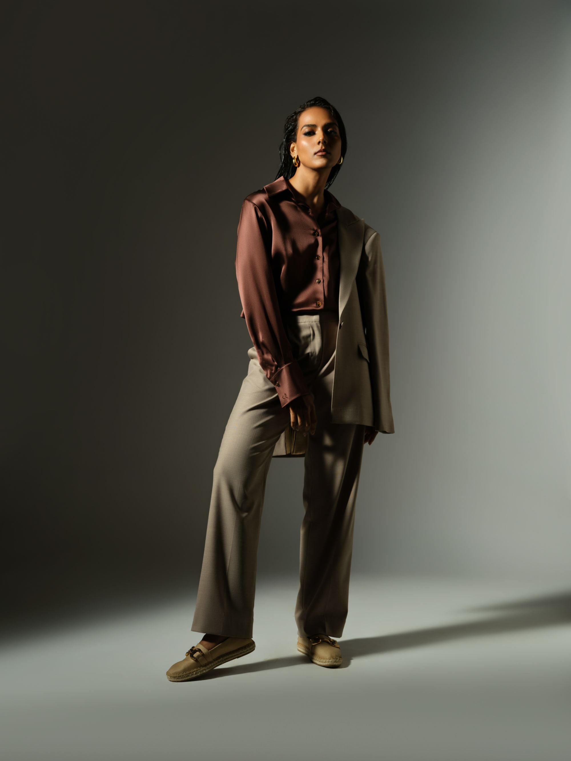 Espresso Silk Oversized Shirt