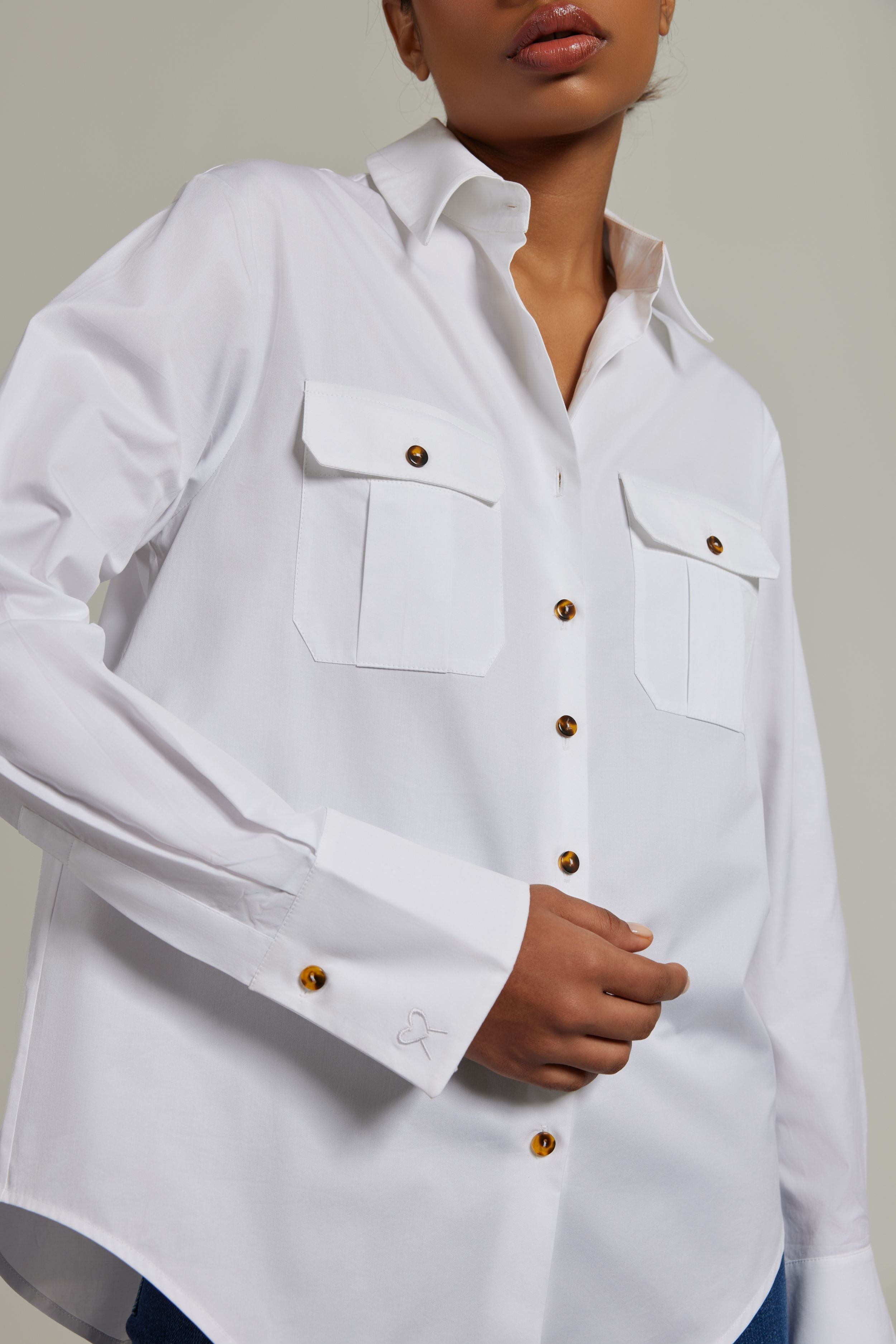 White Egyptian Cotton Oversized
Long-Sleeved Shirt