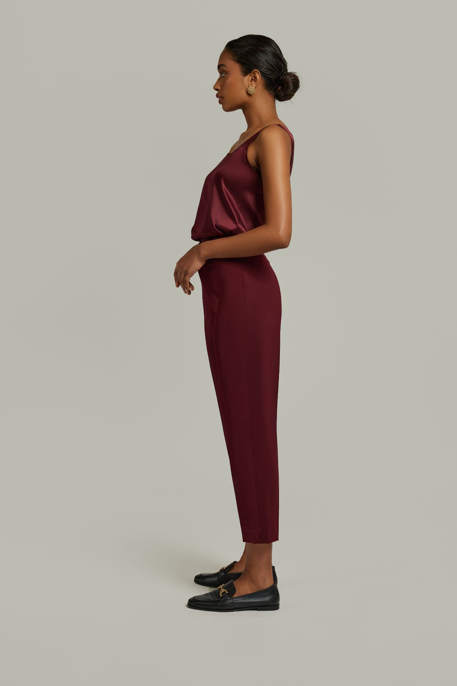 Burgundy Stretch Suiting
Cigarette Trousers
