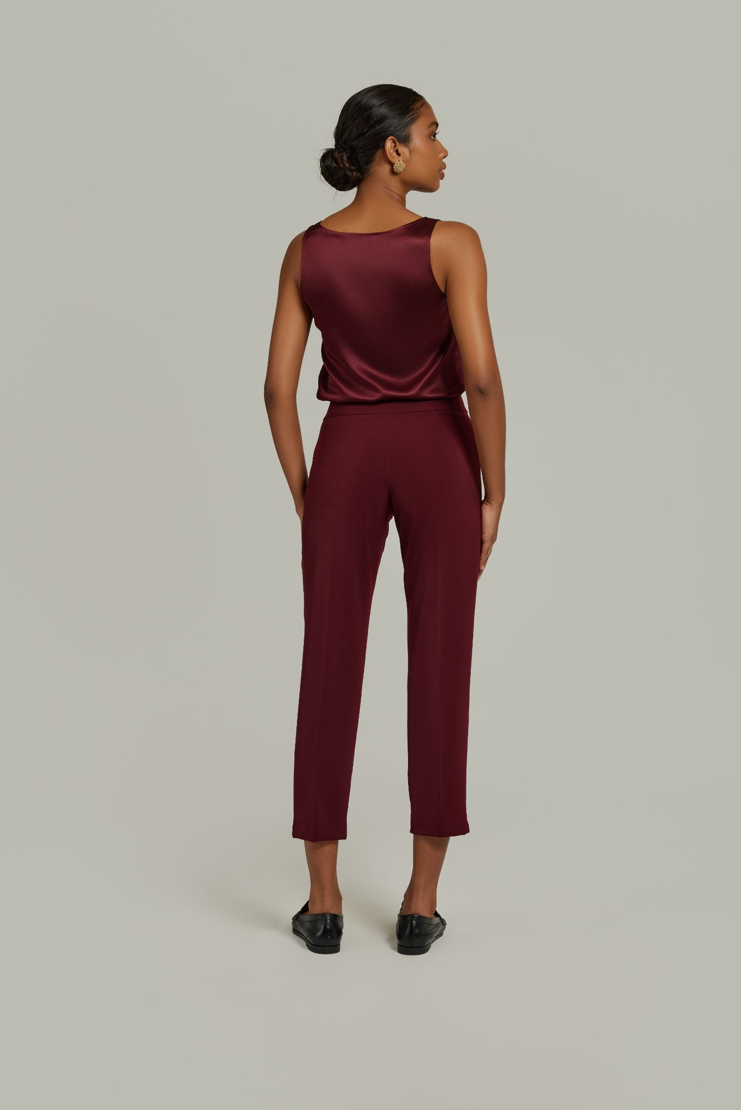 Burgundy Stretch Suiting
Cigarette Trousers