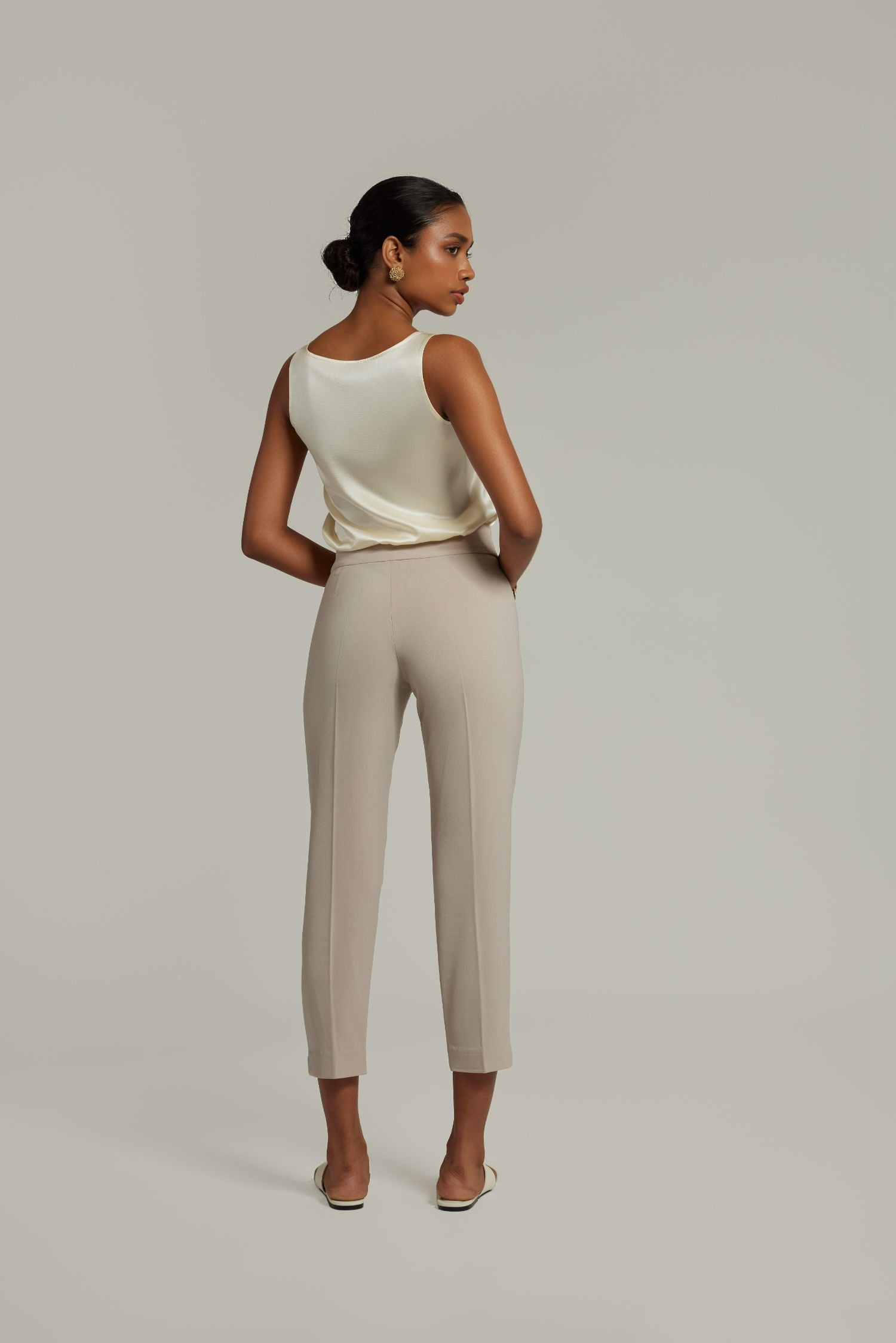 Beige Stretch Suiting
Cigarette Trousers